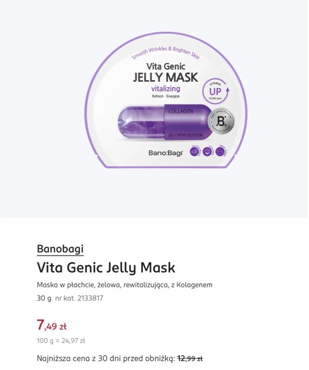 Banobagi Vita Genic Jelly Mask taniej o ponad 40%