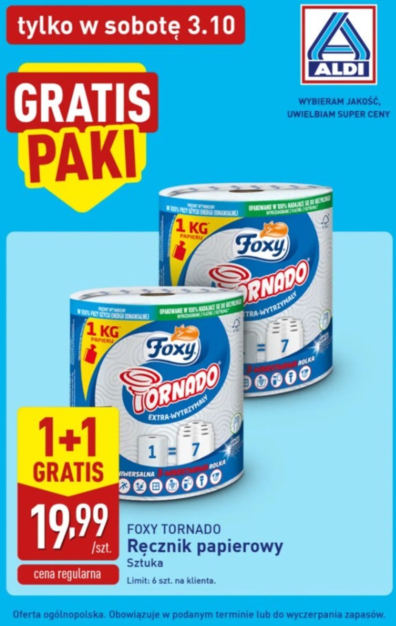 Foxy Tornado 1+1 gratis: gigantyczna rolka w zapasie