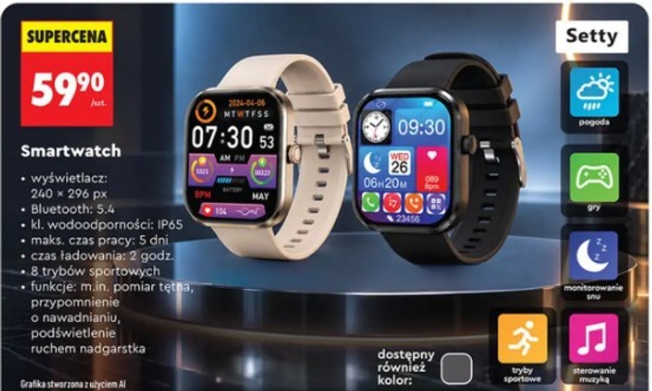 Stylowy smartwatch Setty za 59,90 zł