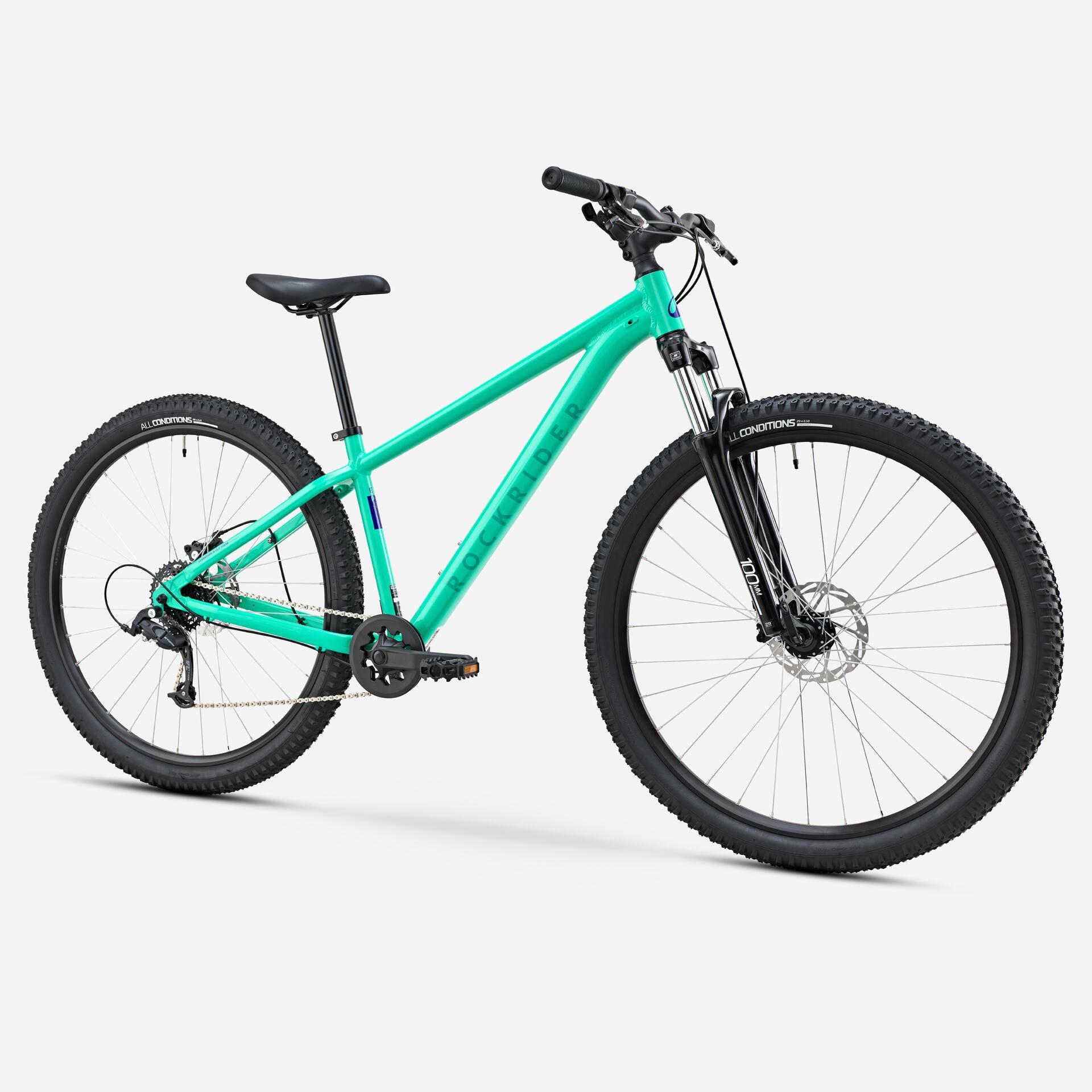 product - Vélo VTT randonnée 29" EXPL 100, Vert Rockrider - Decathlon