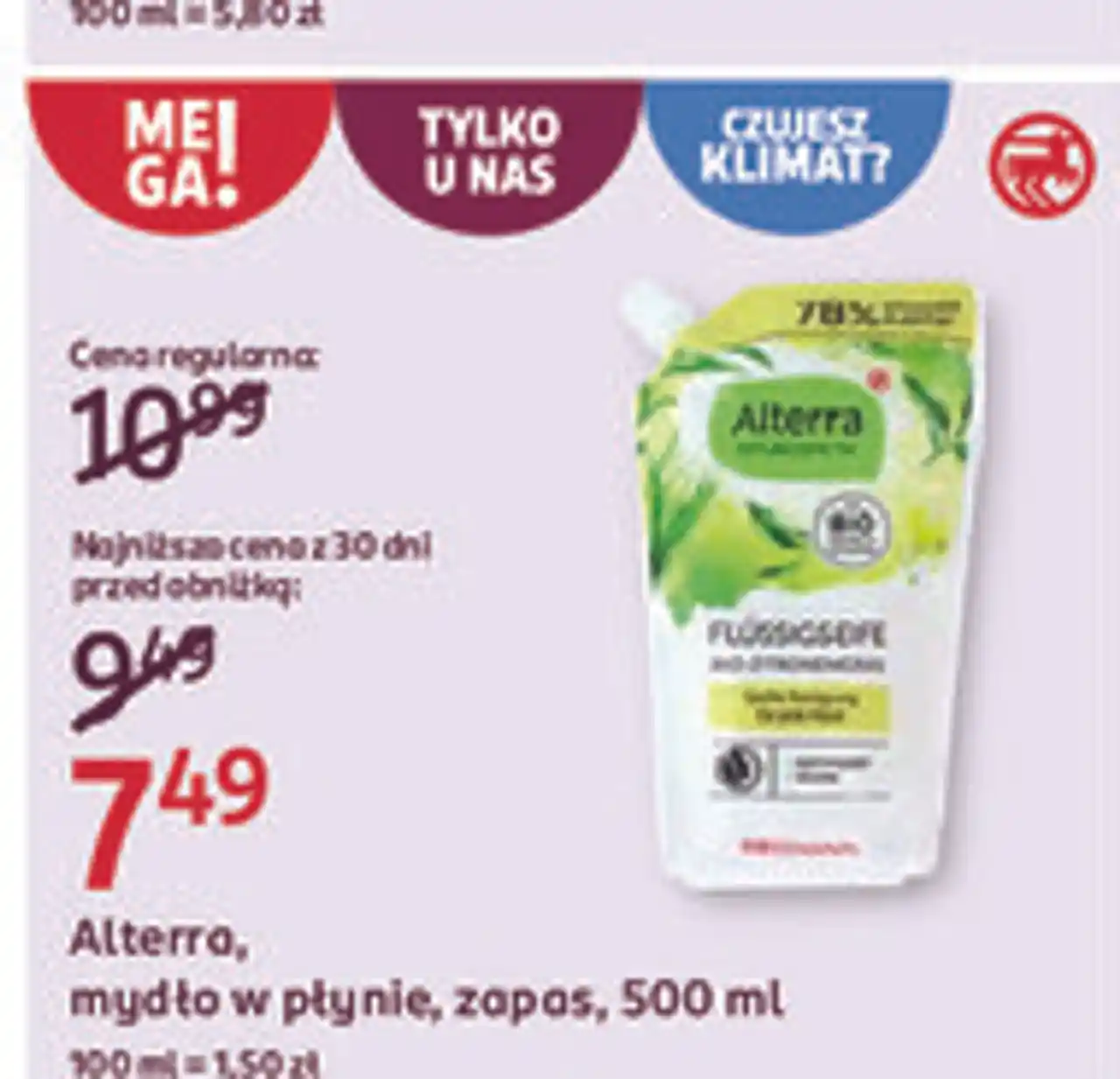 Mydło w płynie białą herbata i limonka Alterra