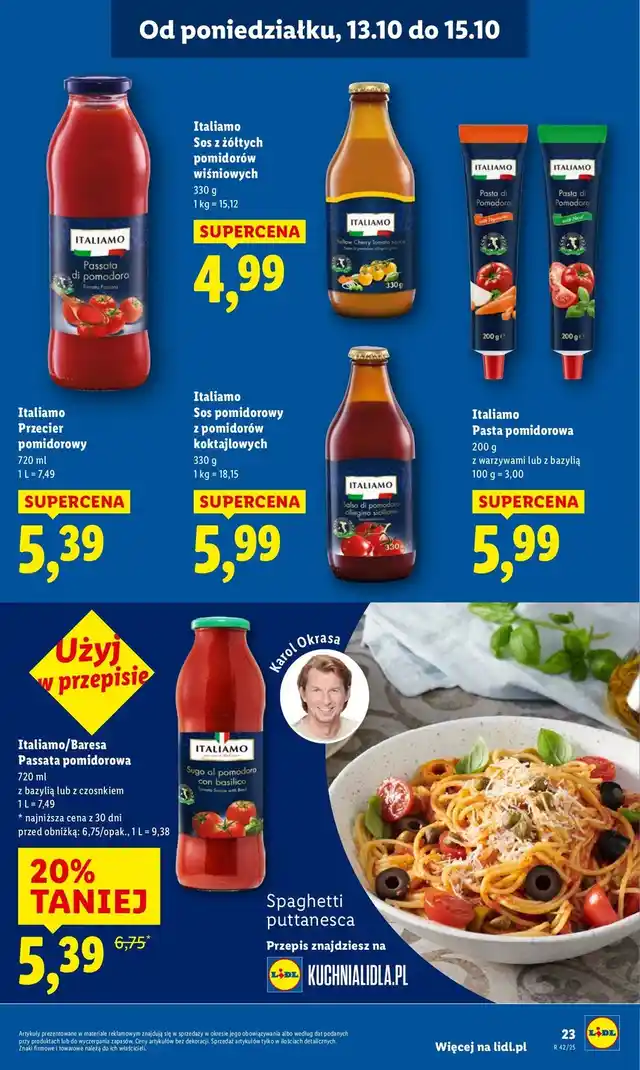 newspaper image - Pasta pomidorowa z bazylią Italiamo - Lidl
