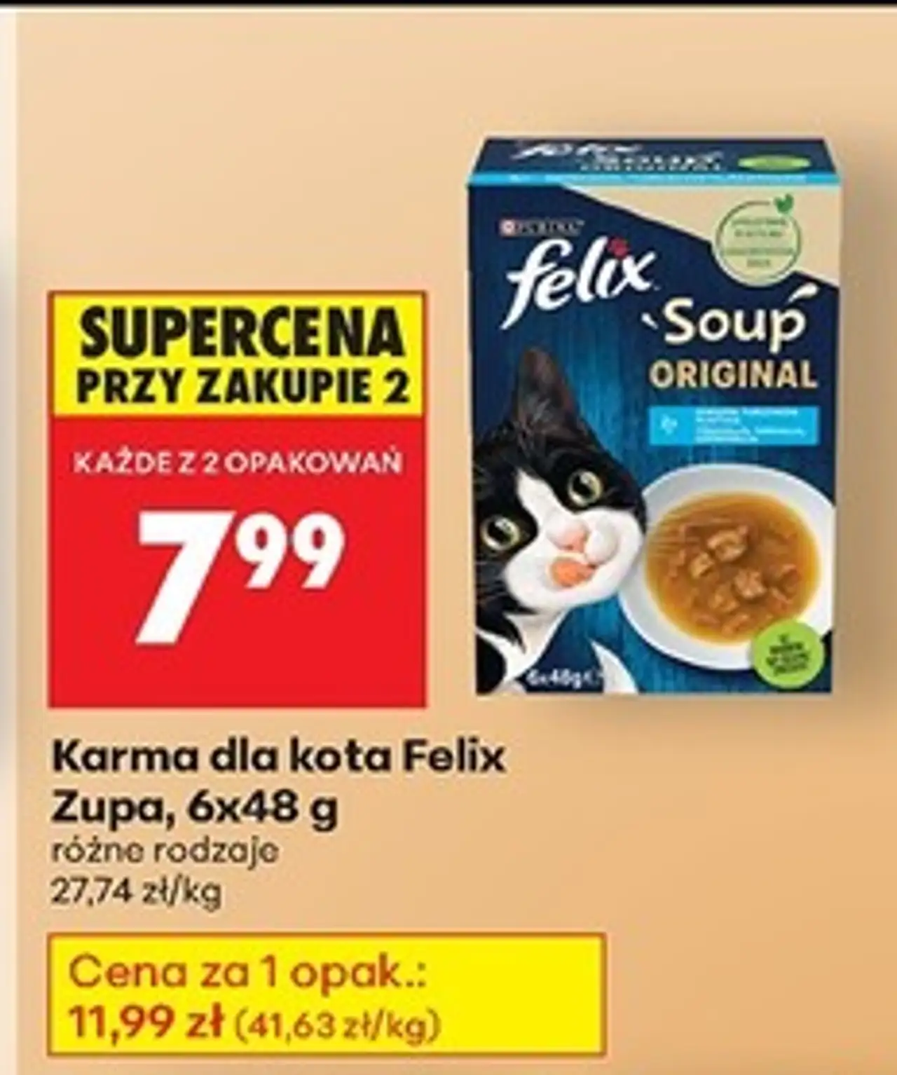 Karma dla kota dorsz tuńczyk Purina Felix Soup Original