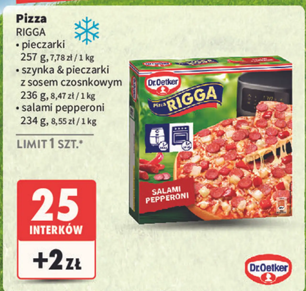 Pizza z szynką i pieczarkami Dr. Oetker Rigga
