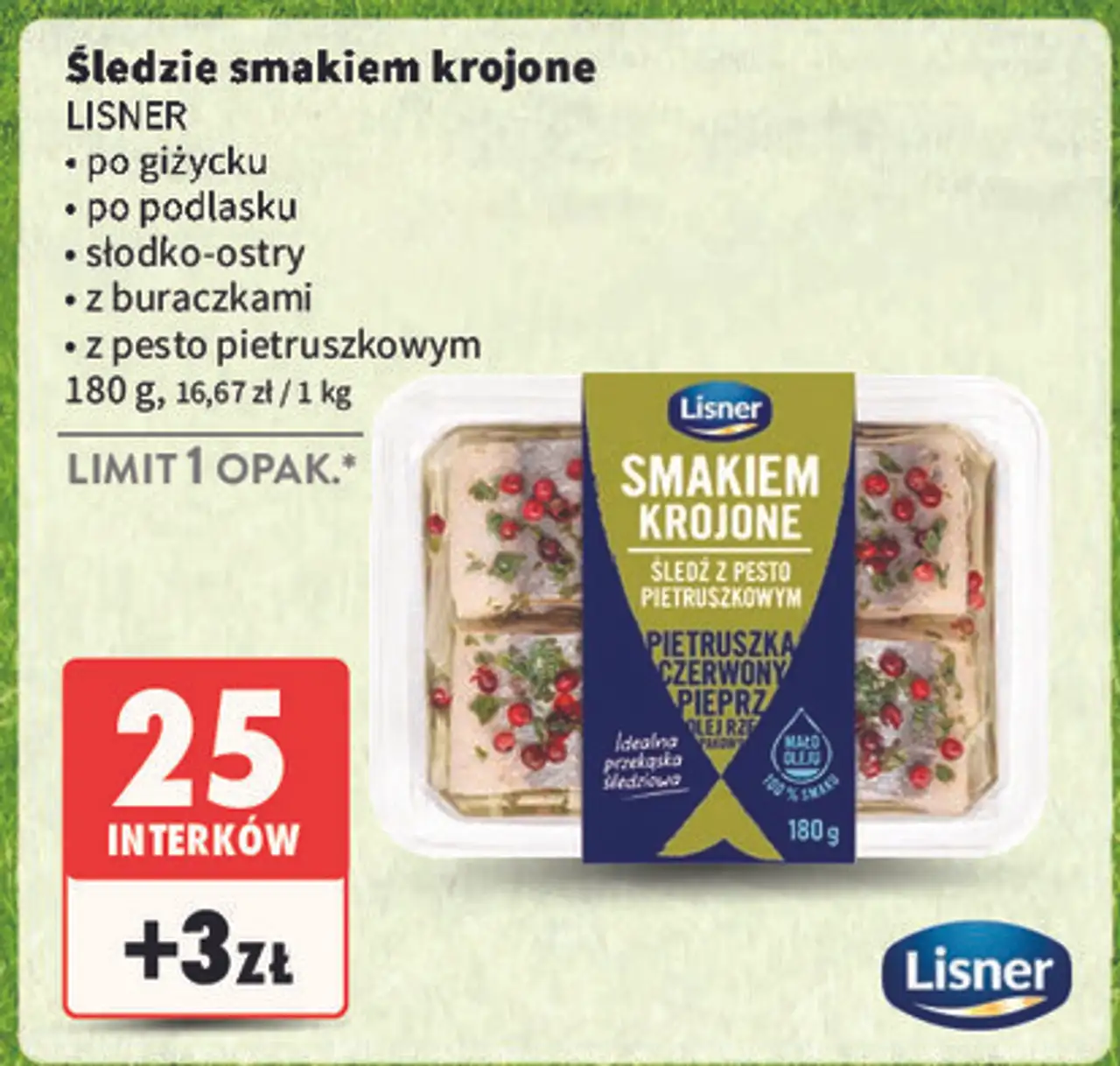 Smakiem krojone śledź z pesto pietruszkowym Lisner