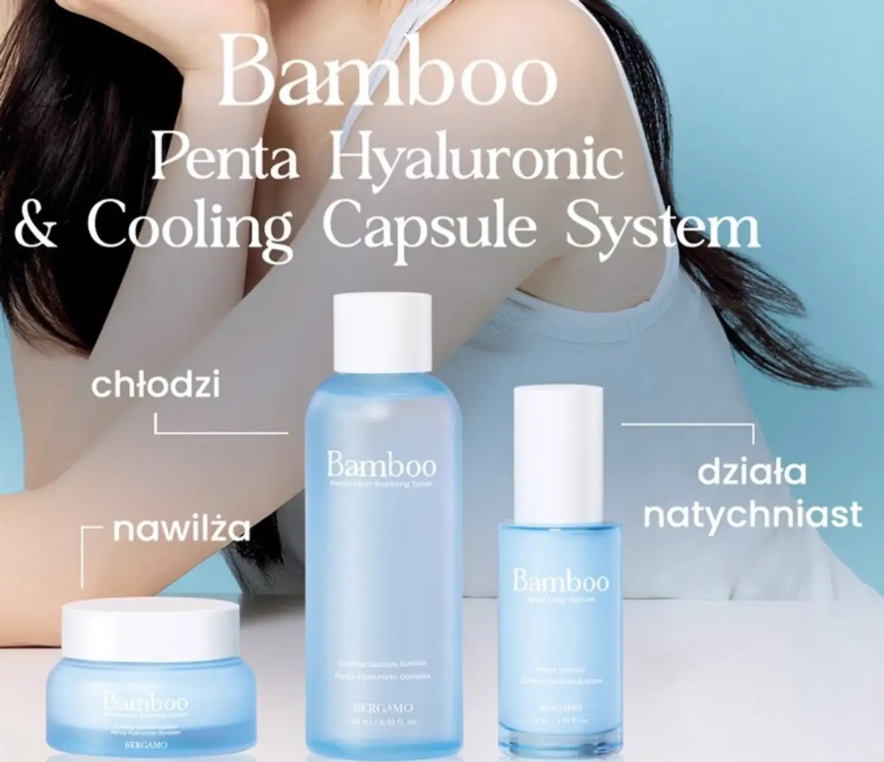 Bergamo Bamboo Penta Hyaluronic & Cooling Capsule System - krem, toner, serum