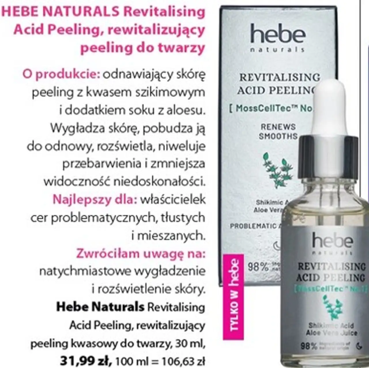 Hebe Naturals Revitalising Acid Peeling, rewitalizujący peeling do twarzy