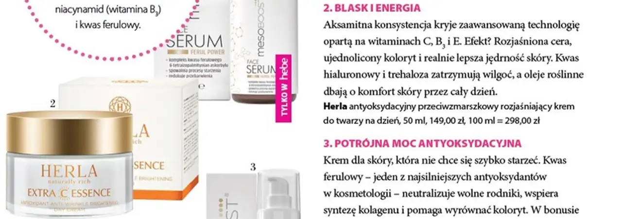 Herla antyoksydacyjny przeciwzmarszczkowy rozjaśniający krem do twarzy na dzień