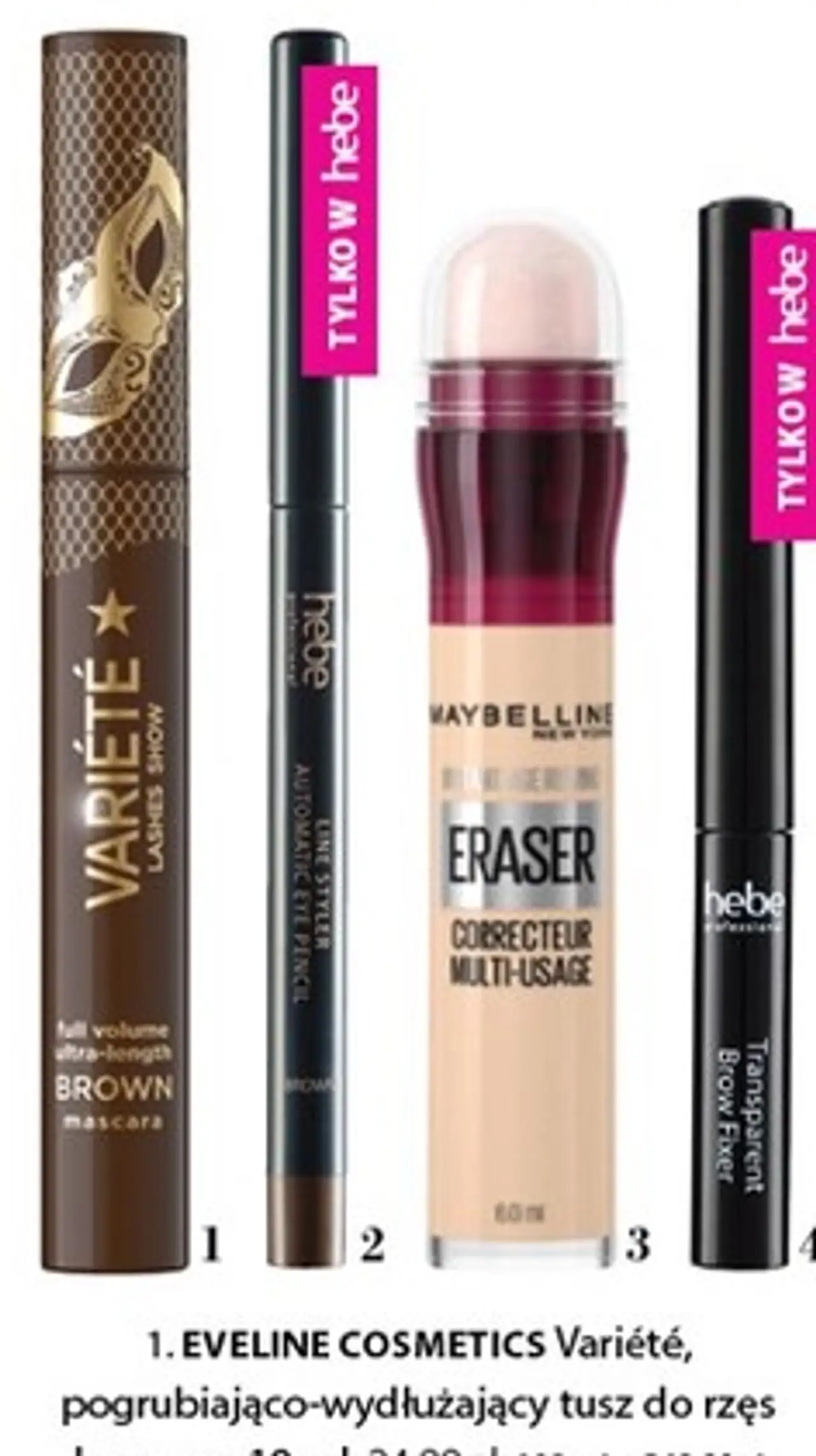 EVELINE COSMETICS Variété pogrubiająco-wydłużający tusz do rzęs brązowy