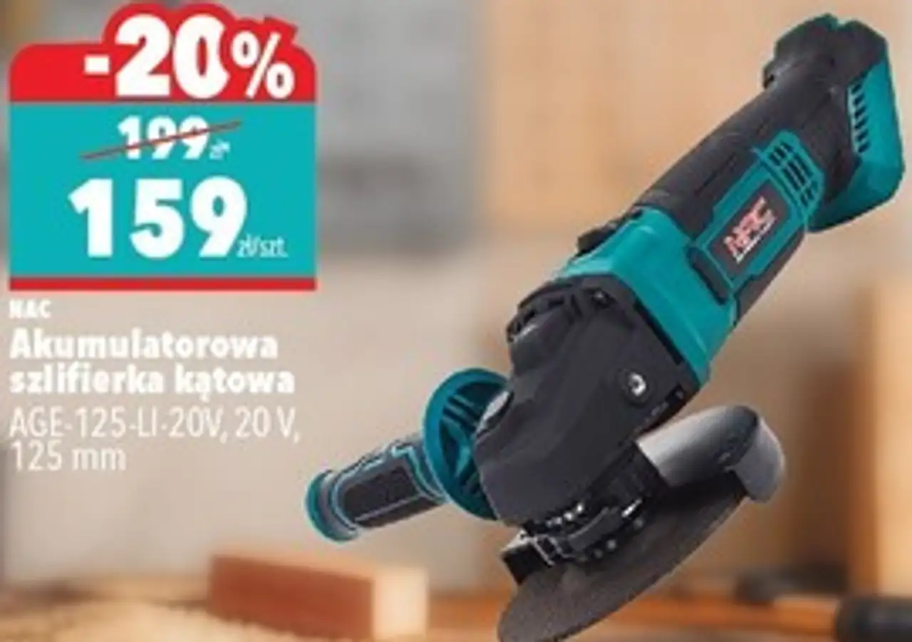 NAC Akumulatorowa szlifierka kątowa AGE-125-LI-20V, 20 V, 125 mm