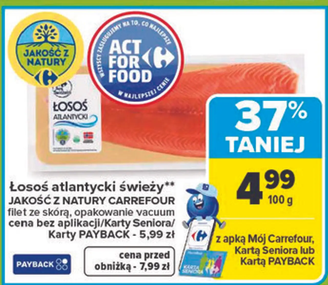 Łosoś atlantycki świeży** filet ze skórą, opakowanie vacuum