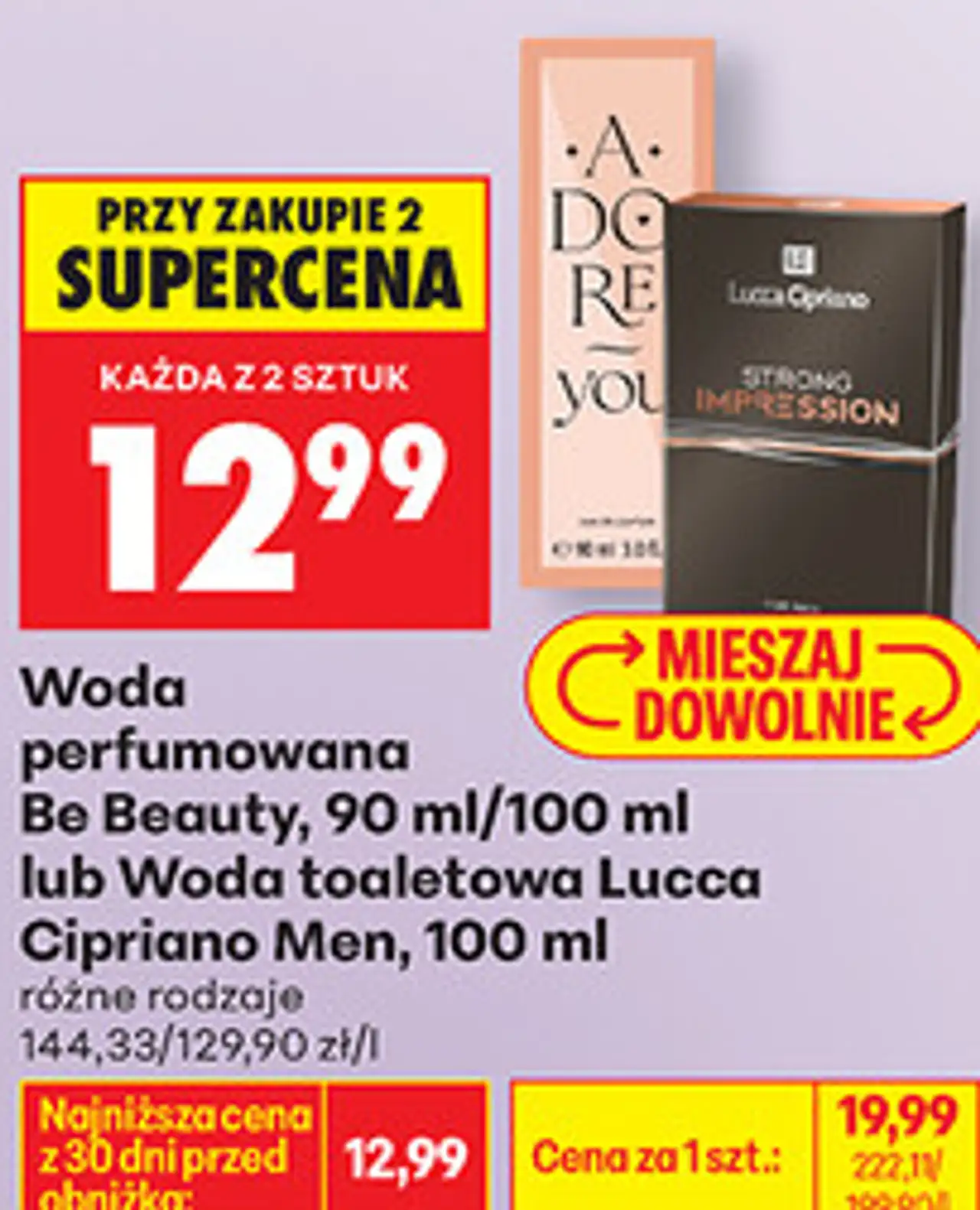 Woda perfumowana Be Beauty, 90 ml/100 ml lub Woda toaletowa Lucca Cipriano Men, 100 ml