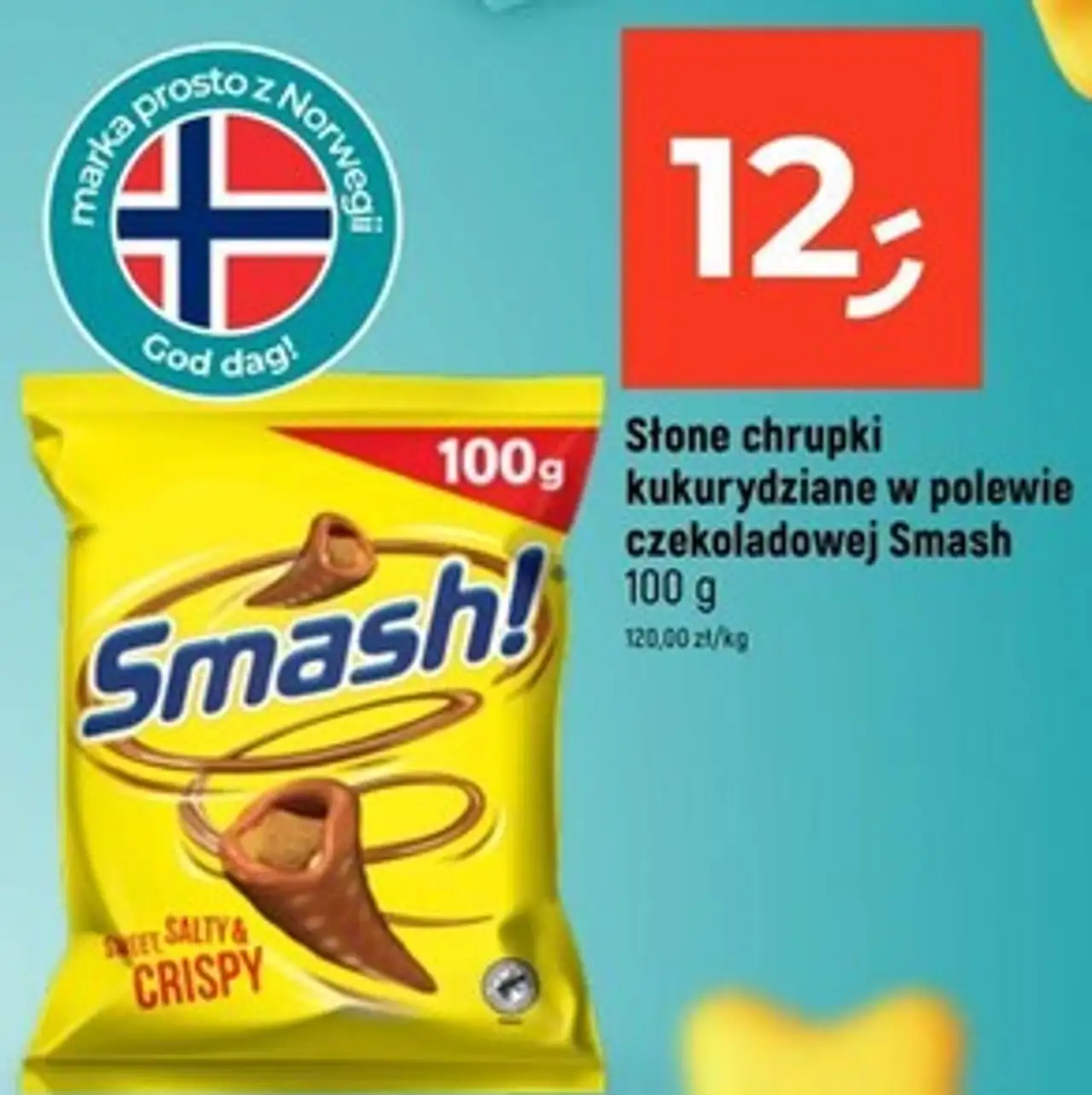 Słone chrupki kukurydziane w polewie czekoladowej Smash 100 g