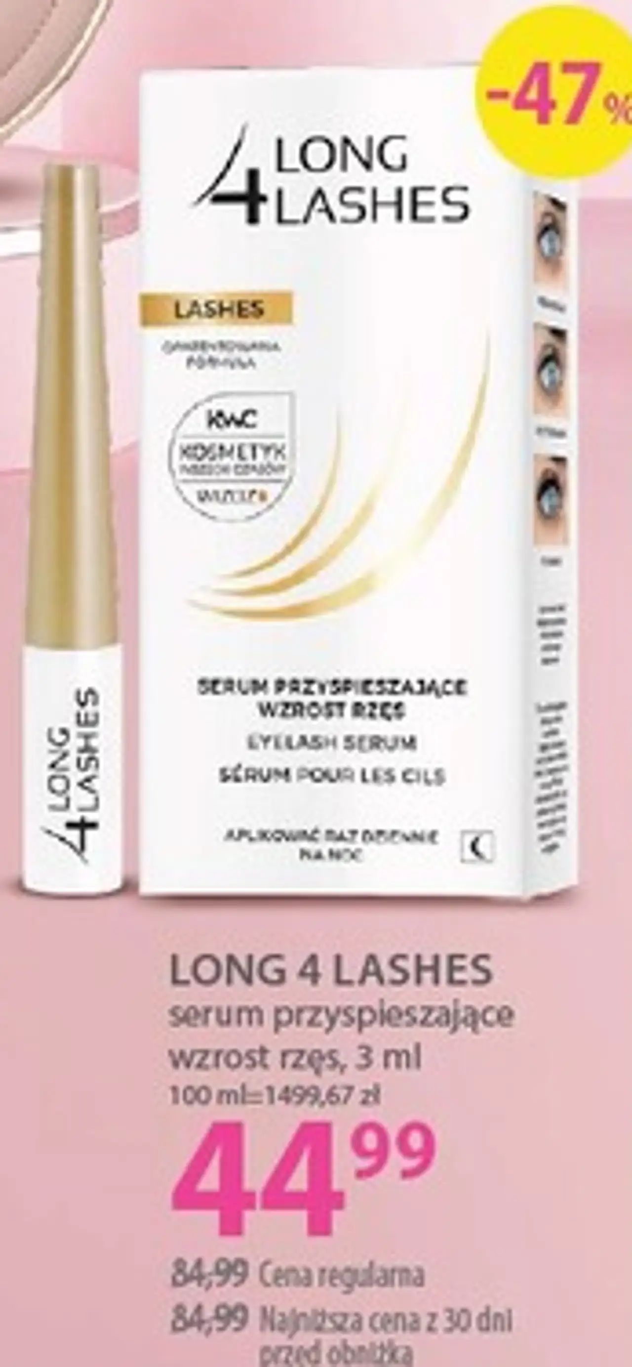 LONG 4 LASHES serum przyspieszające wzrost rzęs, 3 ml