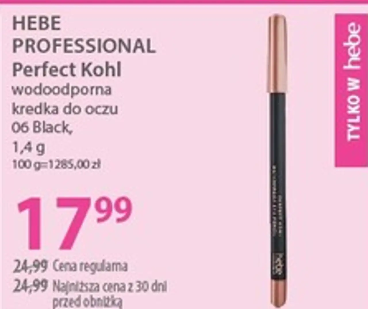 wodoodporna kredka do oczu HEBE PROFESSIONAL Perfect Kohl