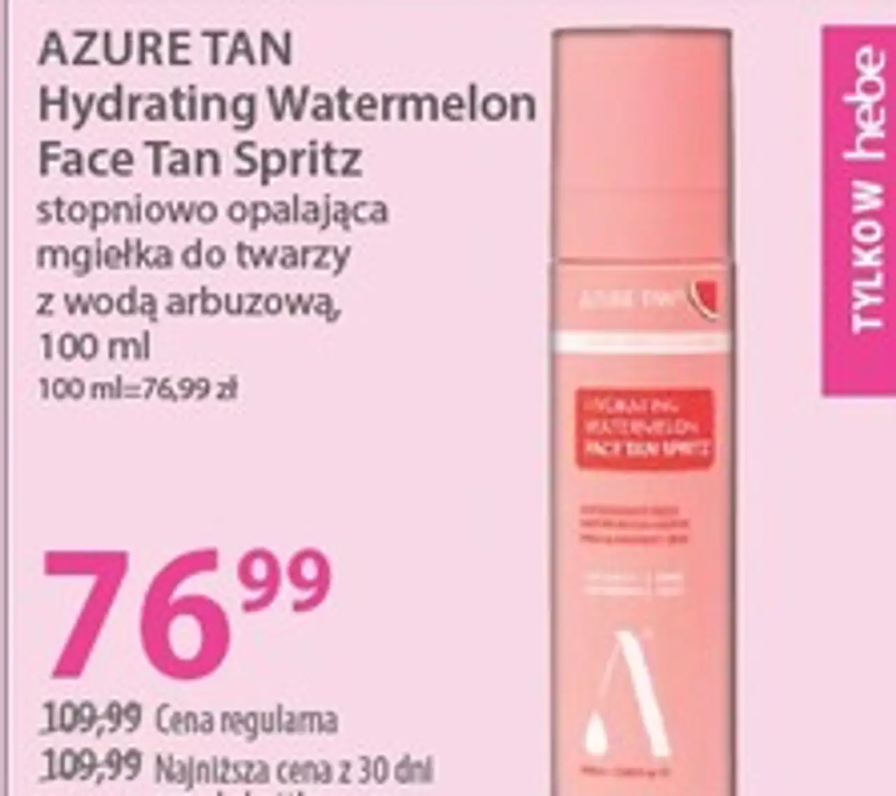 AZURE TAN Hydrating Watermelon Face Tan Spritz stopniowo opalająca mgiełka do twarzy z wodą arbuzową, 100 ml