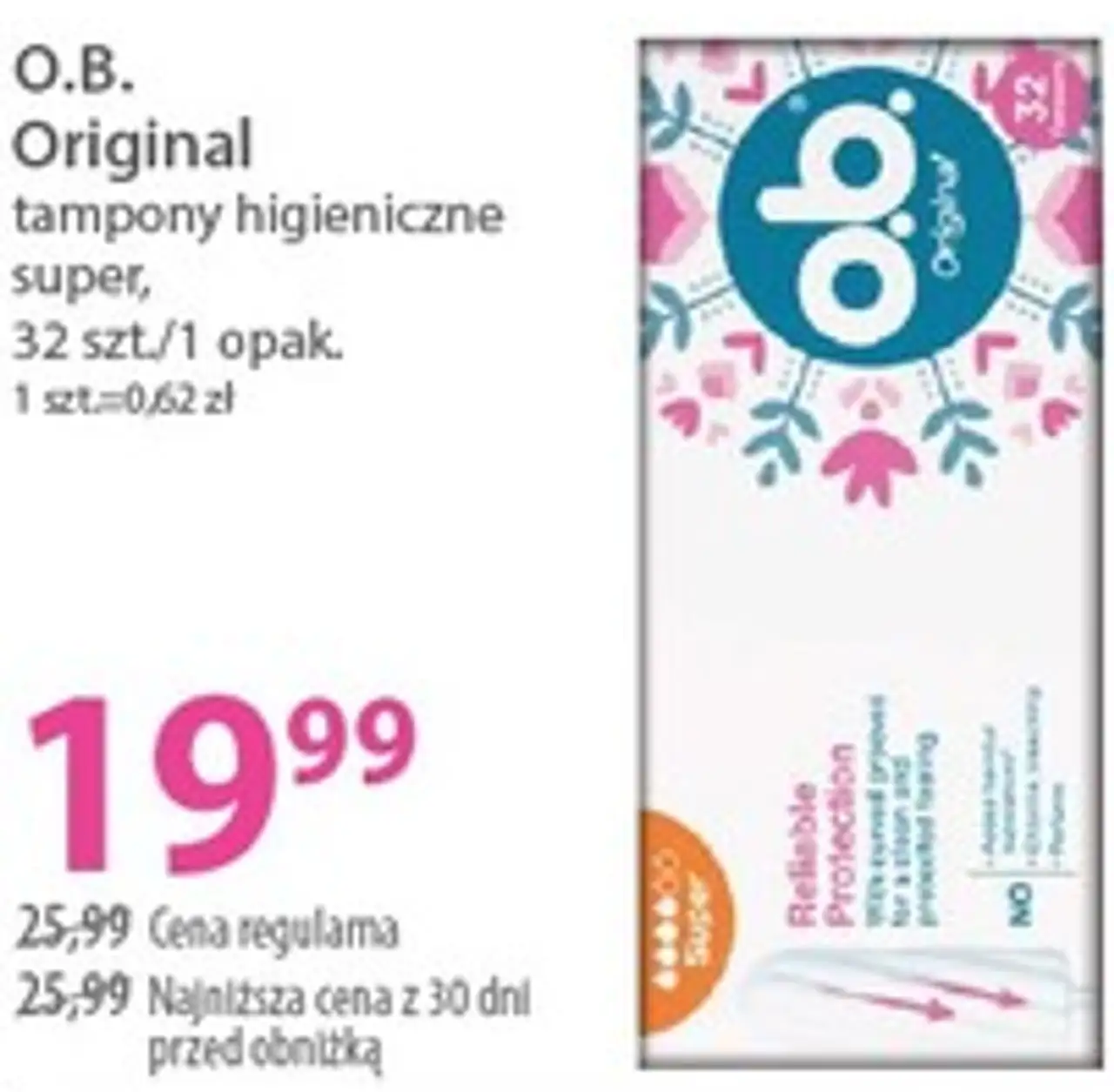 O.B. Original tampony higieniczne super, 32 szt./1 opak.