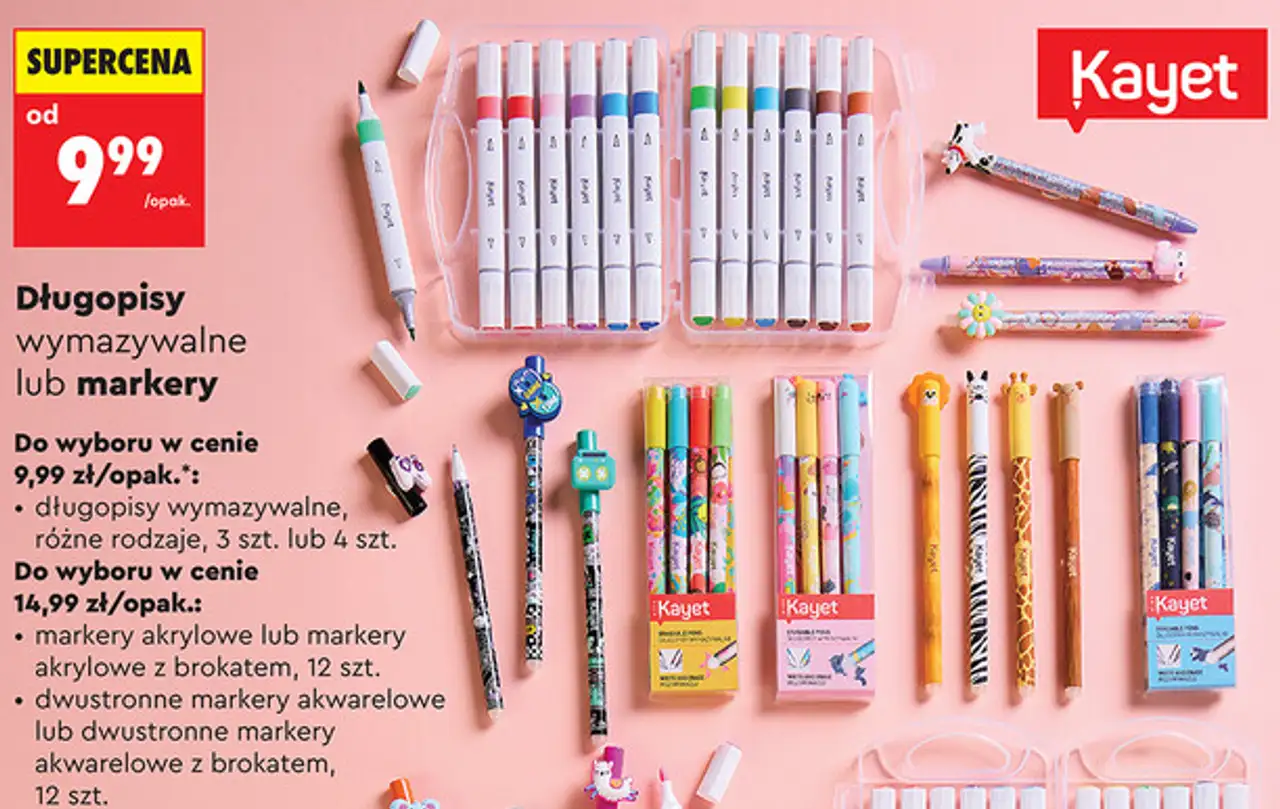 Długopisy wymazywalne lub markery Kayet