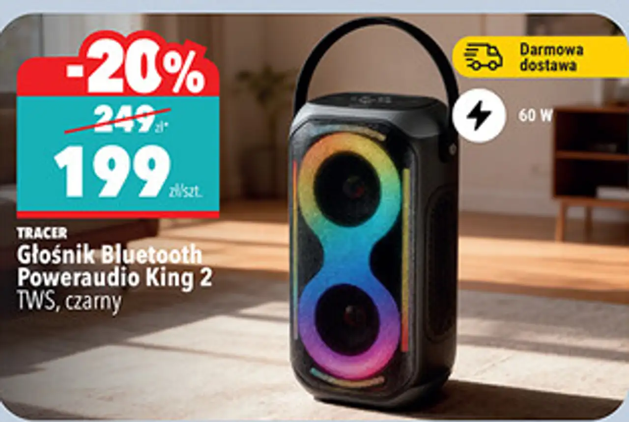 TRACER Głośnik Bluetooth Poweraudio King 2 TWS, czarny