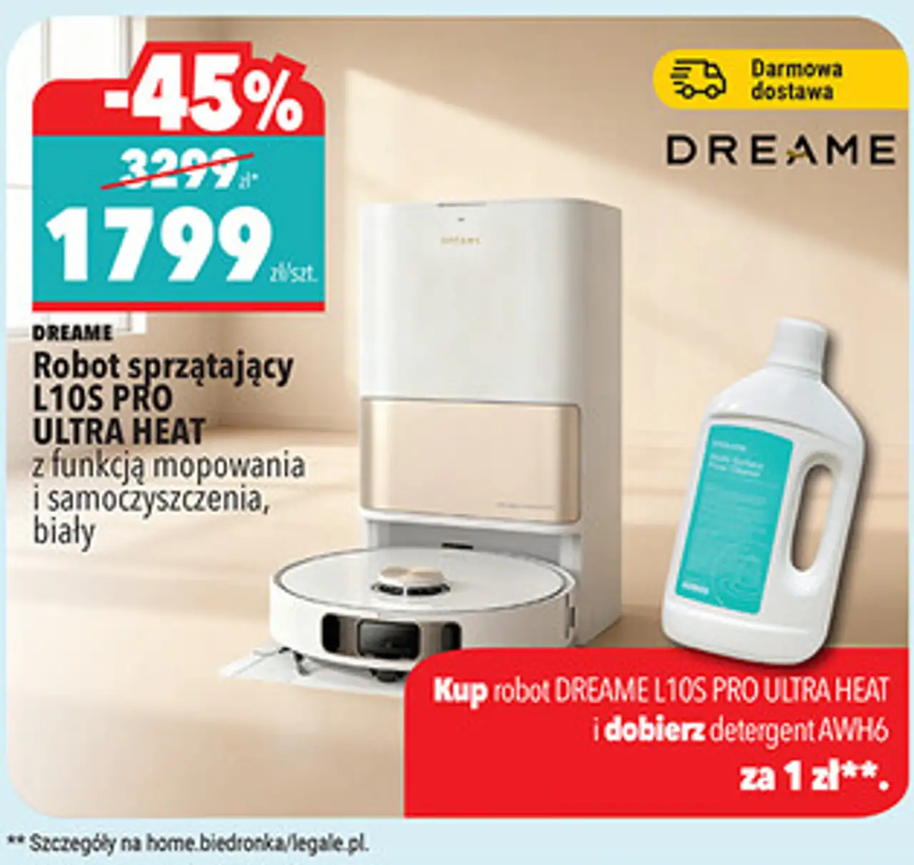 DREAME Robot sprzątający L10S PRO ULTRA HEAT z funkcją mopowania i samoczyszczenia, biały