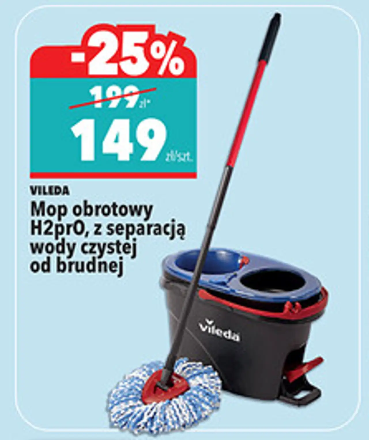 VILEDA Mop obrotowy H2prO, z separacją wody czystej od brudnej