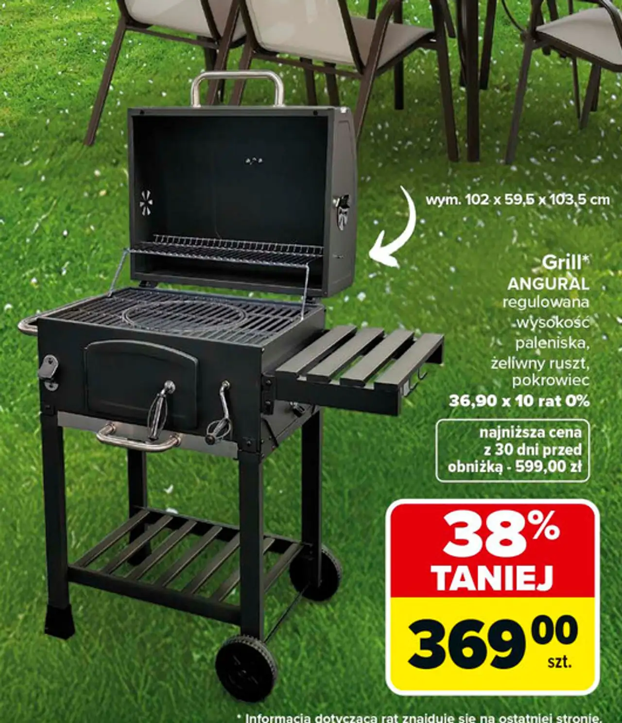 Grill angural 102 x 59.5 103.5 cm