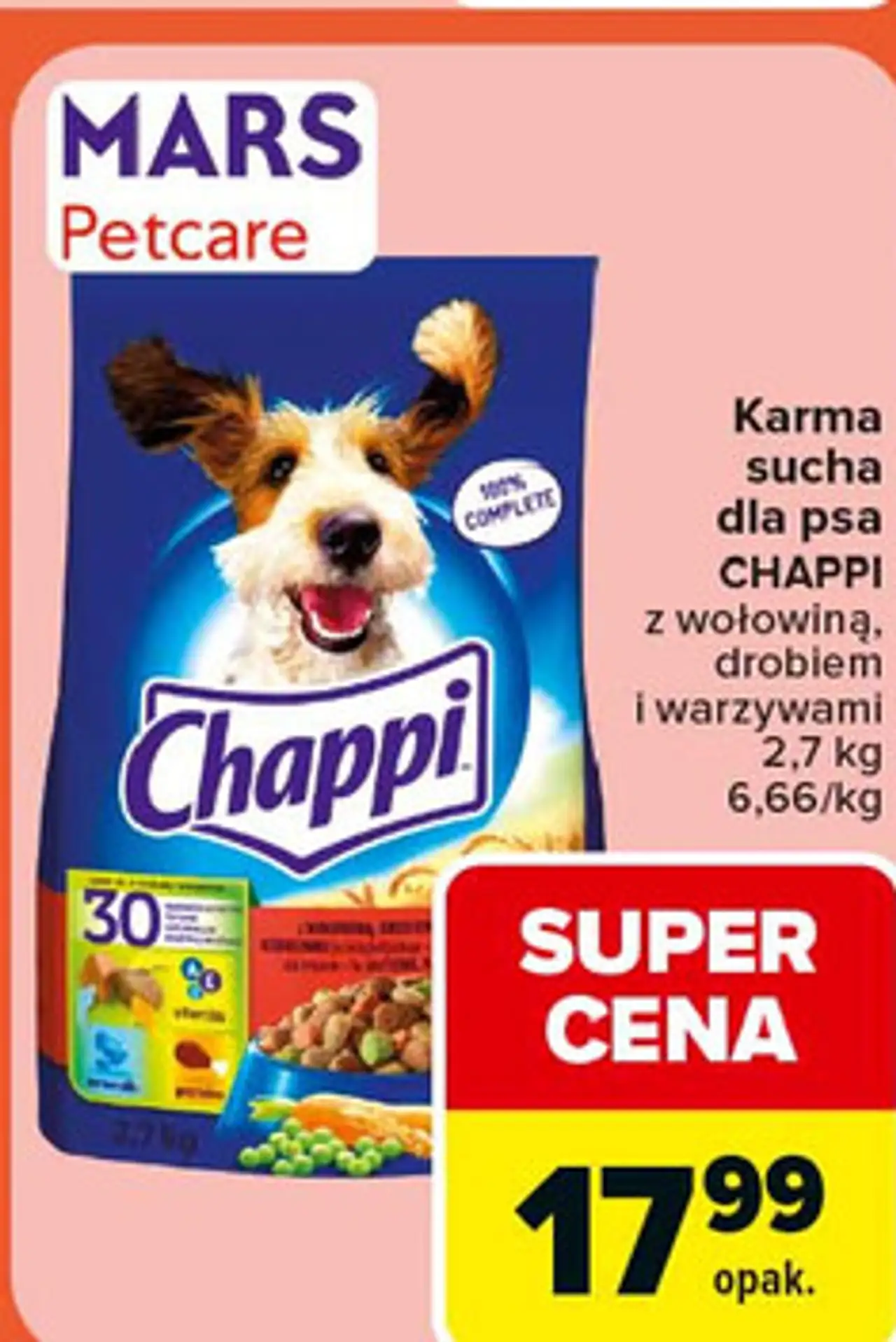 Karma sucha dla psa CHAPPI z wołowiną, drobiem i warzywami 2,7 kg