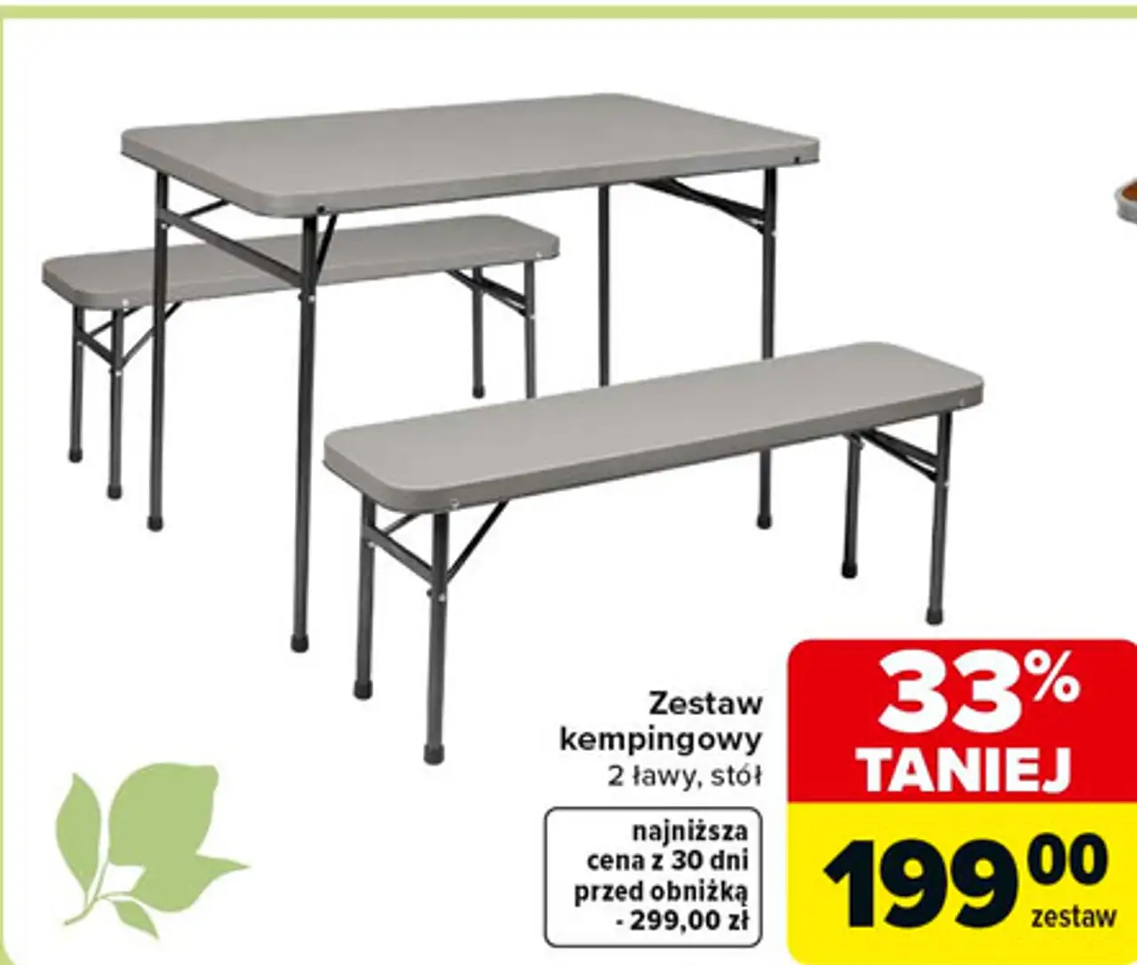 Zestaw kempingowy: stół 120 x 60 cm + 4 stołki