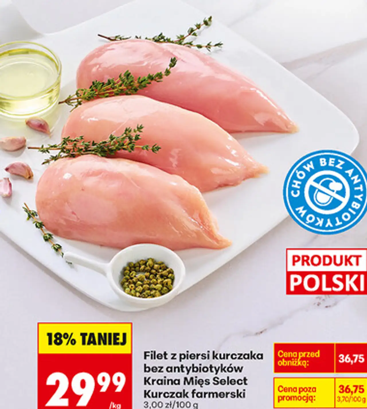 Filet z piersi kurczaka bez antybiotyków Kraina Mięs Select Kurczak farmerski