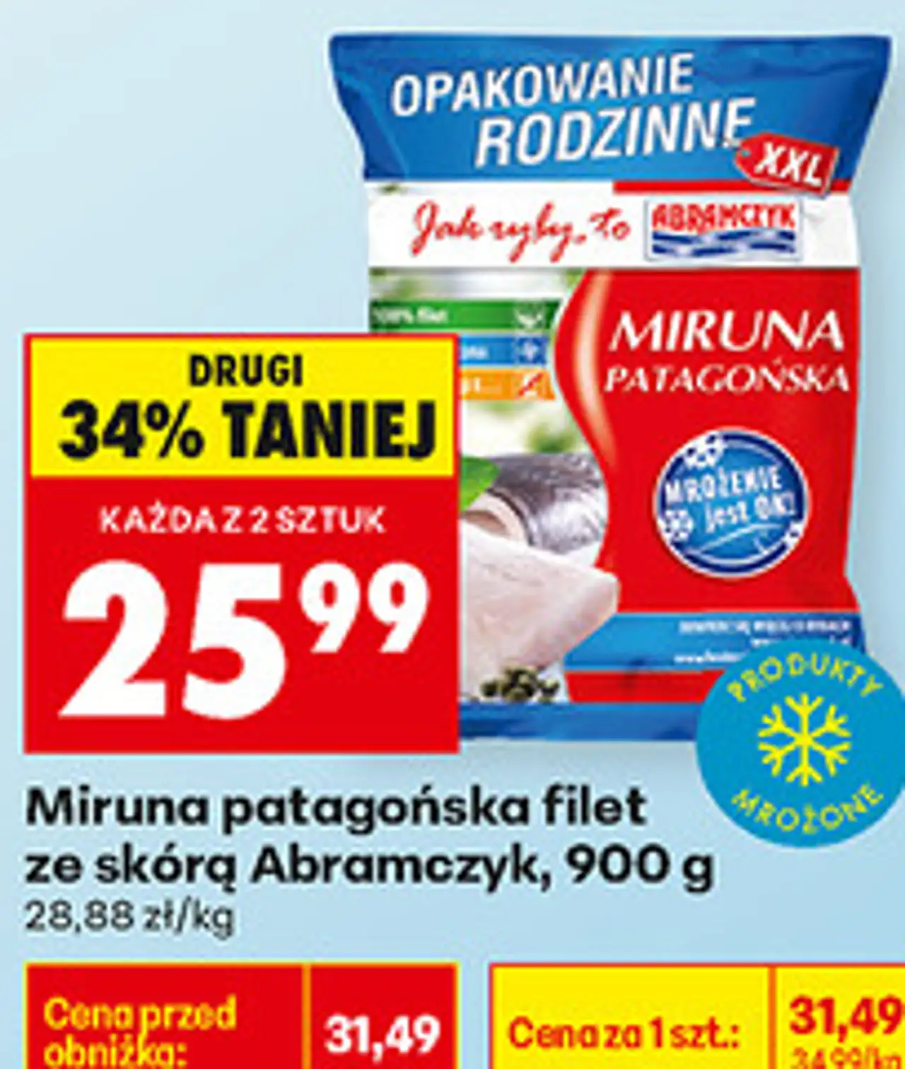 Miruna patagońska filet ze skórą Abramczyk, 900 g