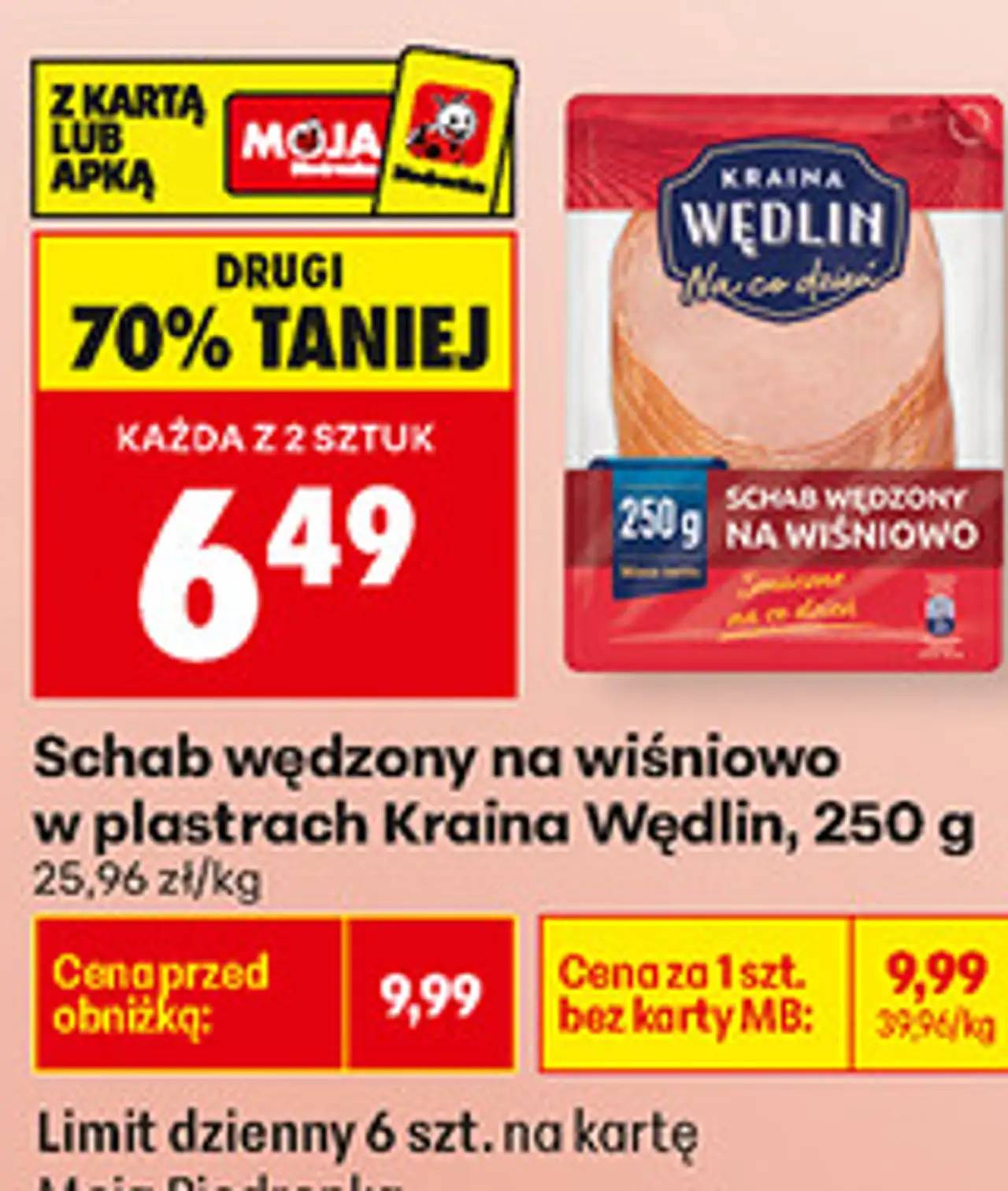 Schab wędzony na wiśniowo w plastrach Kraina Wędlin, 250 g