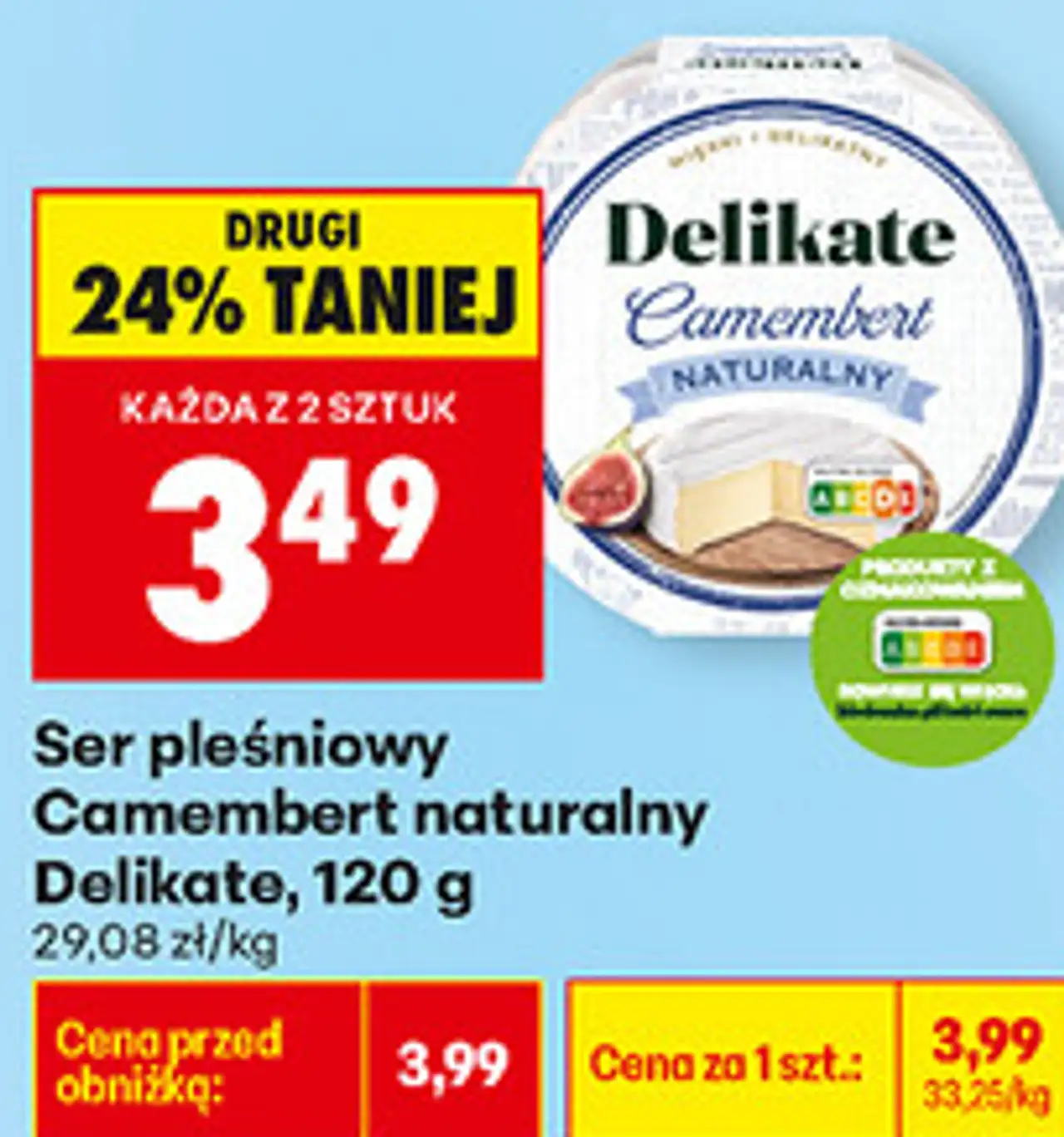 Ser pleśniowy Camembert naturalny Delikate, 120 g
