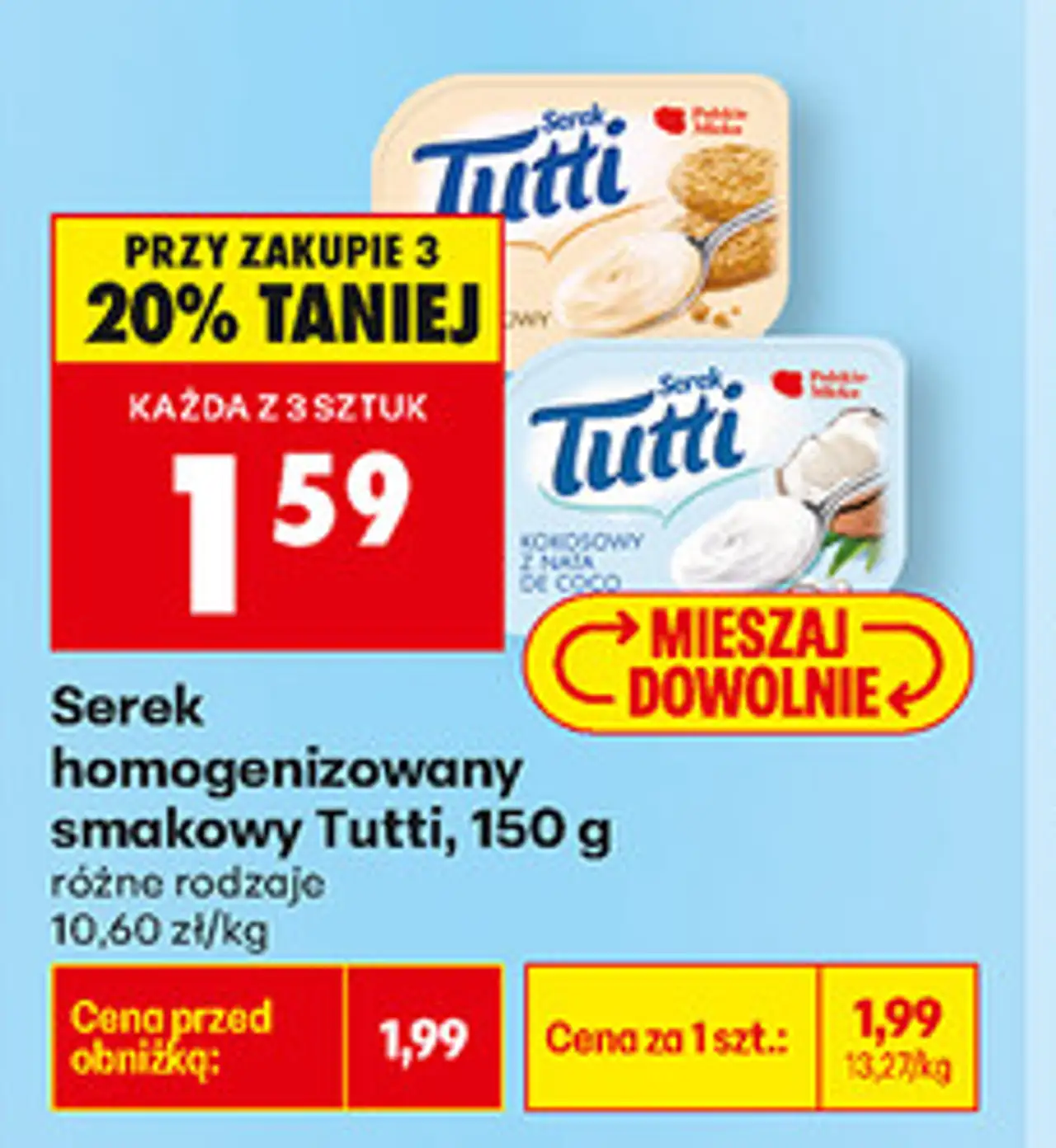 Serek homogenizowany smakowy Tutti, 150 g