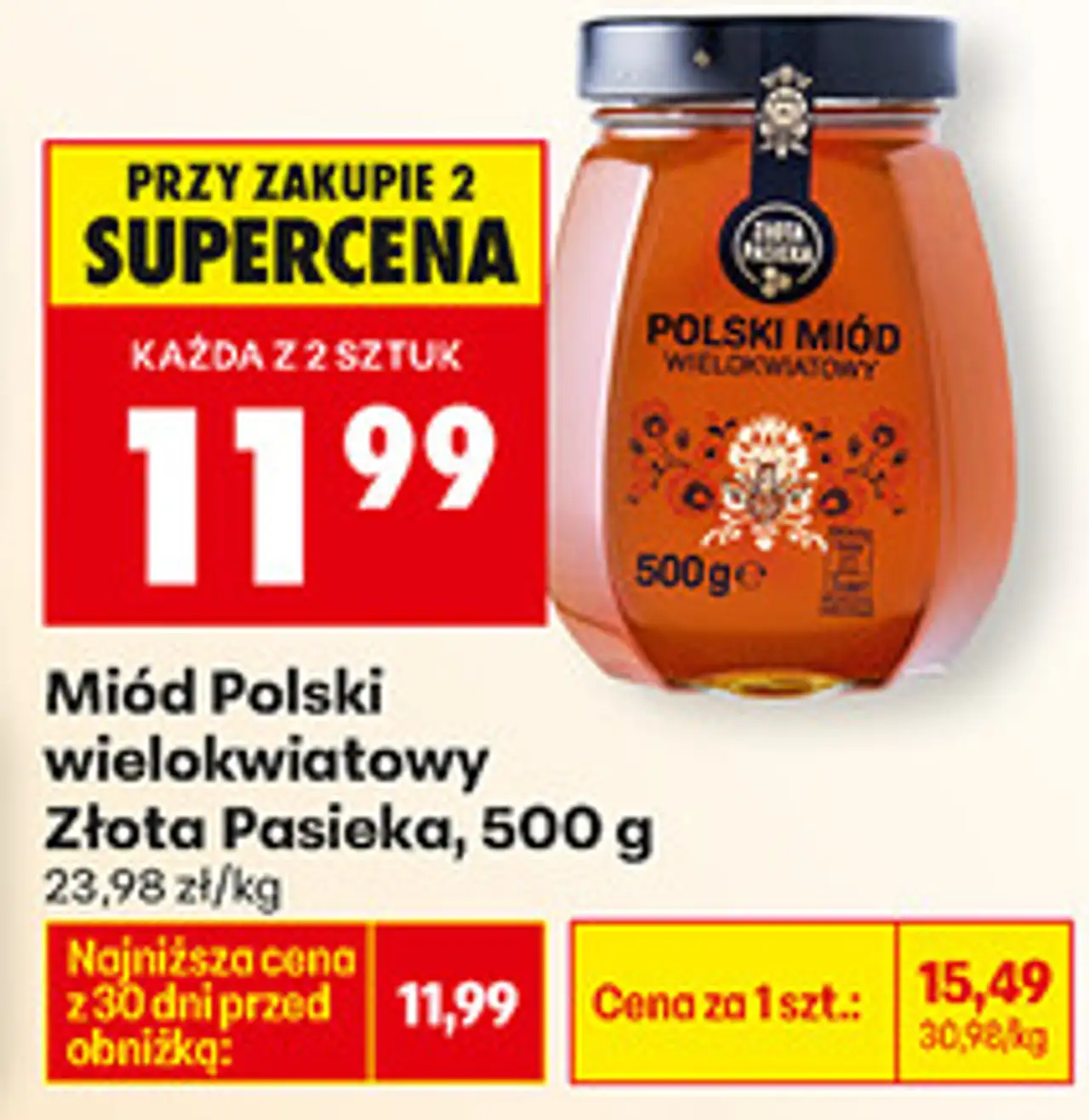 Miód Polski wielokwiatowy Złota Pasieka, 500 g