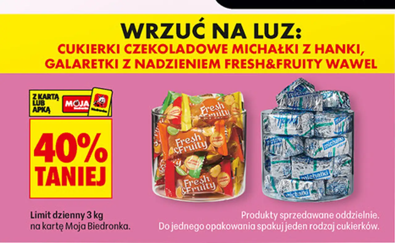 Cukierki czekoladowe Michałki z Hanki, Galaretki z nadzieniem Fresh&Fruity Wawel