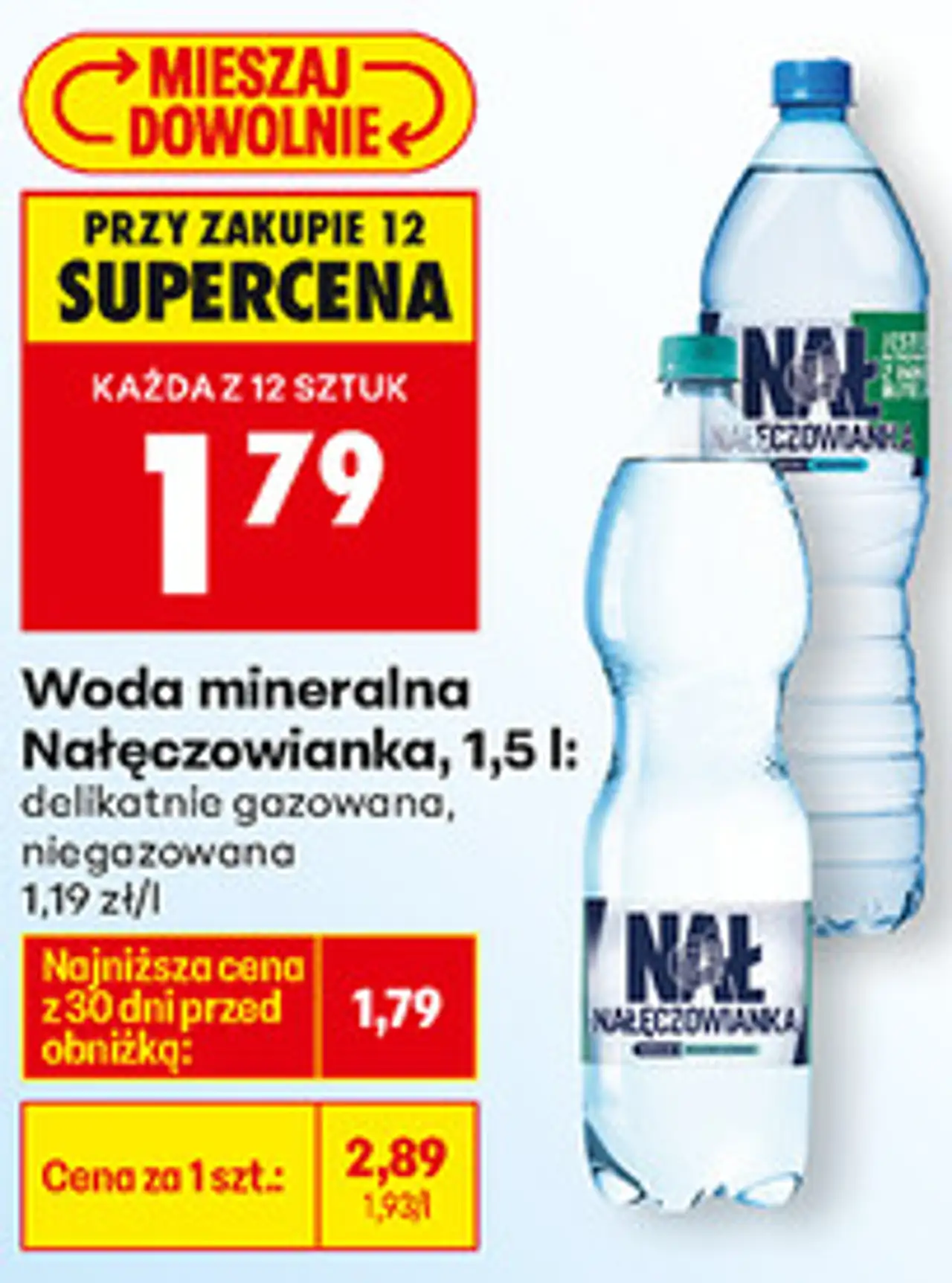 Woda mineralna Nałęczowianka, 1,5 l: delikatnie gazowana, niegazowana