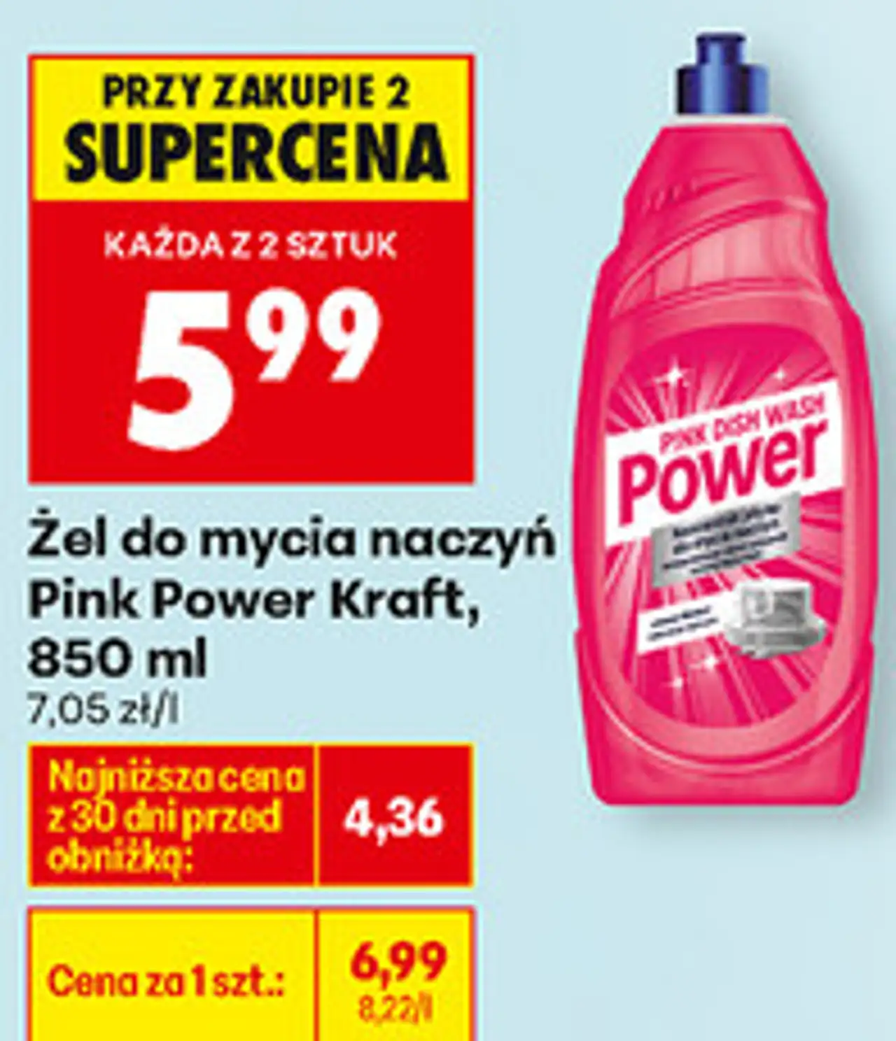 Żel do mycia naczyń Pink Power Kraft, 850 ml
