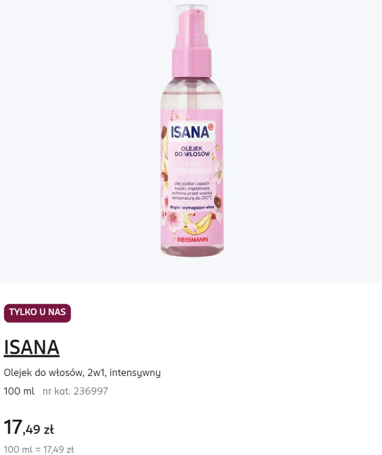 ISANA Olejek do włosów, 2w1, intensywny 100 ml