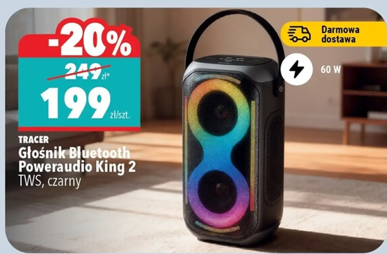 TRACER Głośnik Bluetooth Poweraudio King 2 TWS, czarny