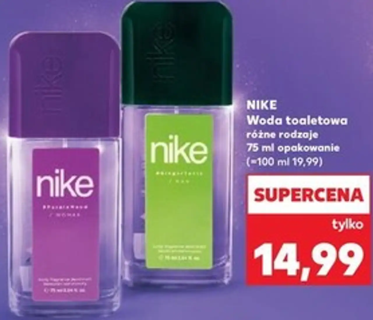 Nike Woda toaletowa różne rodzaje 75 ml opakowanie