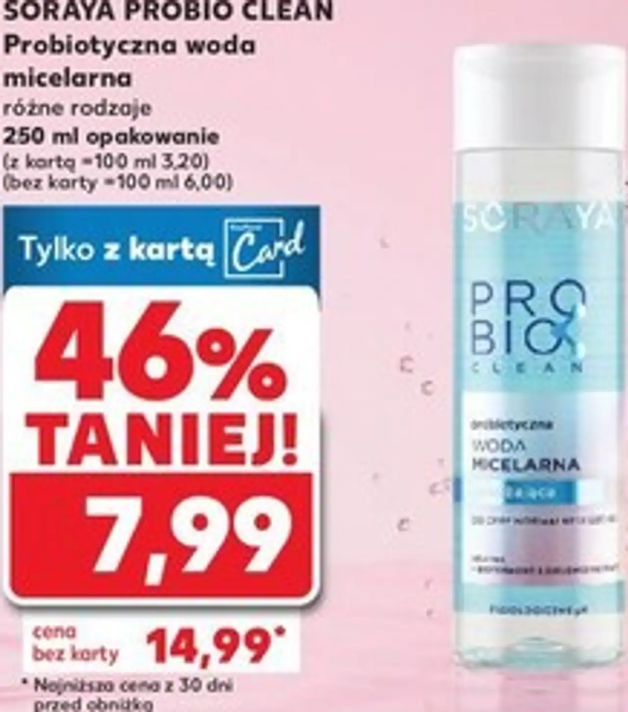 SORAYA PROBIO CLEAN Probiotyczna woda micelarna różne rodzaje 250 ml opakowanie
