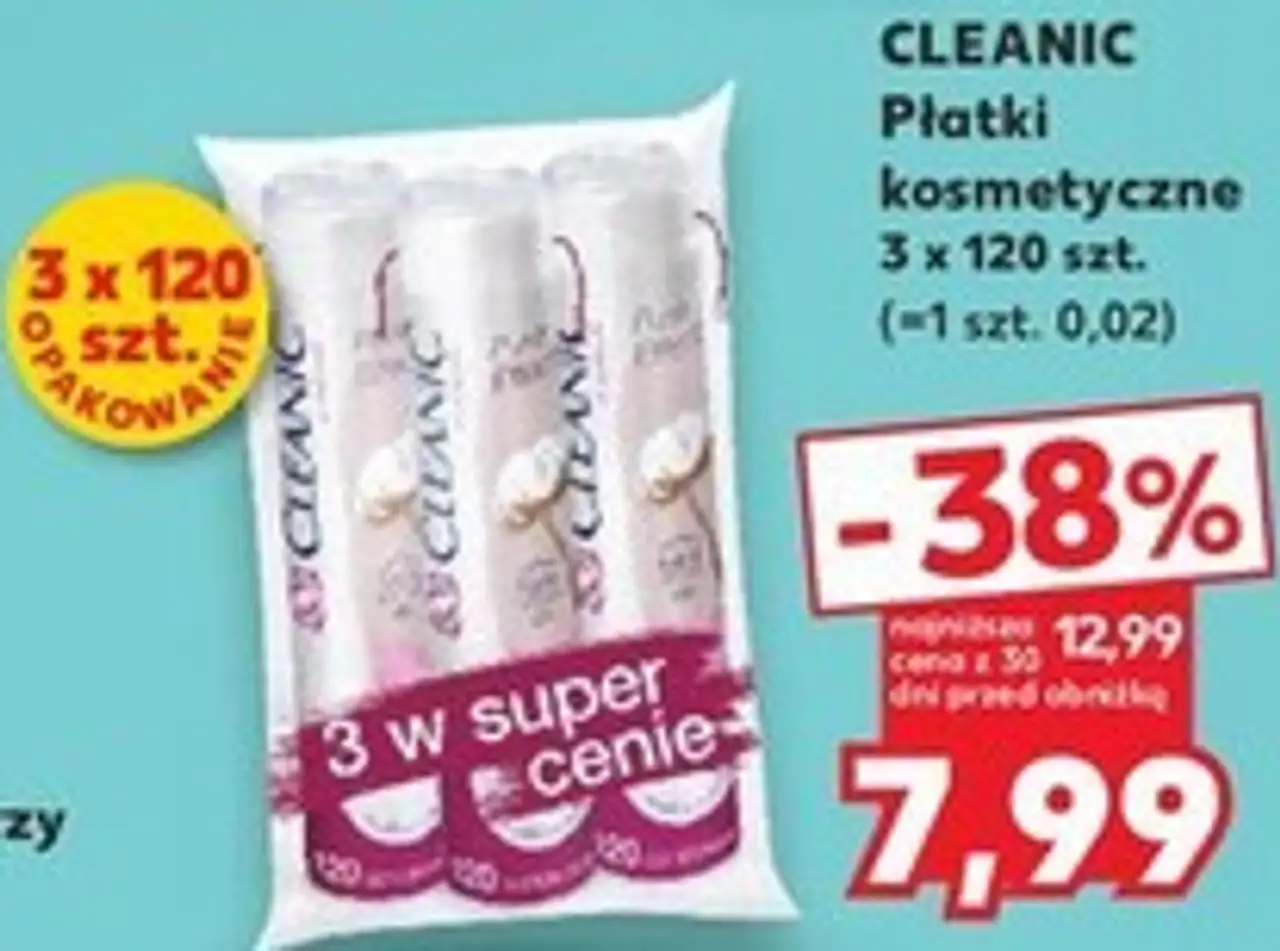 CLEANIC Płatki kosmetyczne 3 x 120 szt.