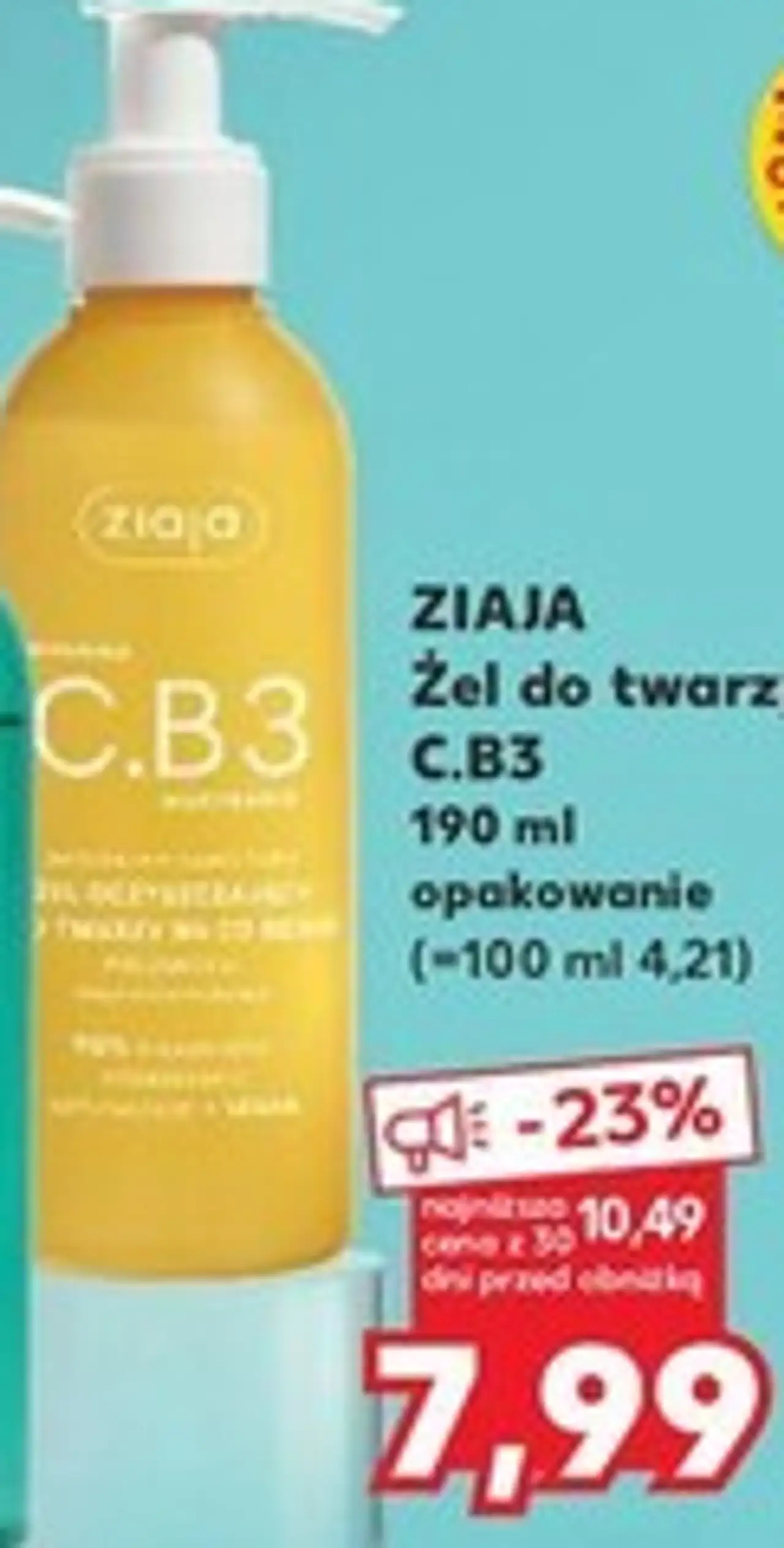 ZIAJA Żel do twarzy C.B3 190 ml opakowanie