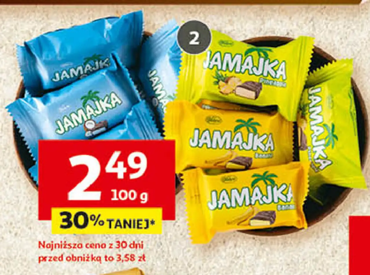 Cukierki Jamajka, Jamajka biała, Jamajka banan-mango lub Jamajka pistachio