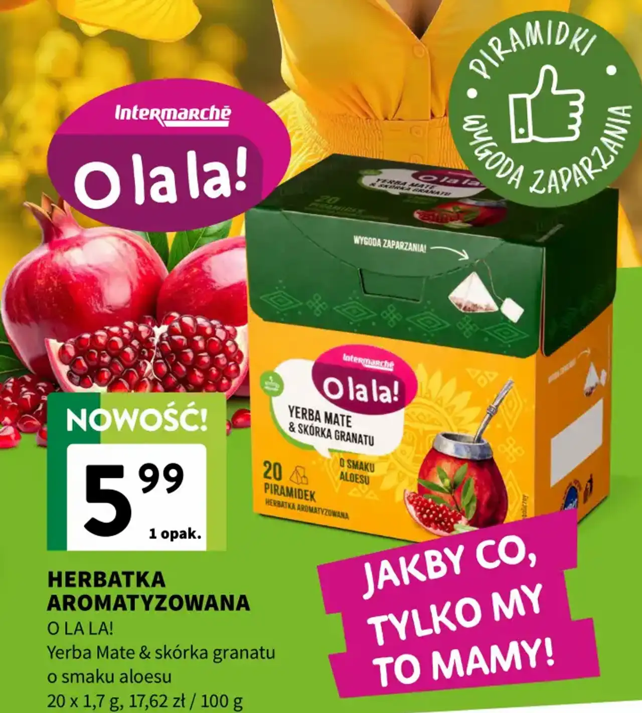 O lala! Herbatka aromatyzowana Yerba Mate & skórka granatu o smaku aloesu 20 x 1,7 g