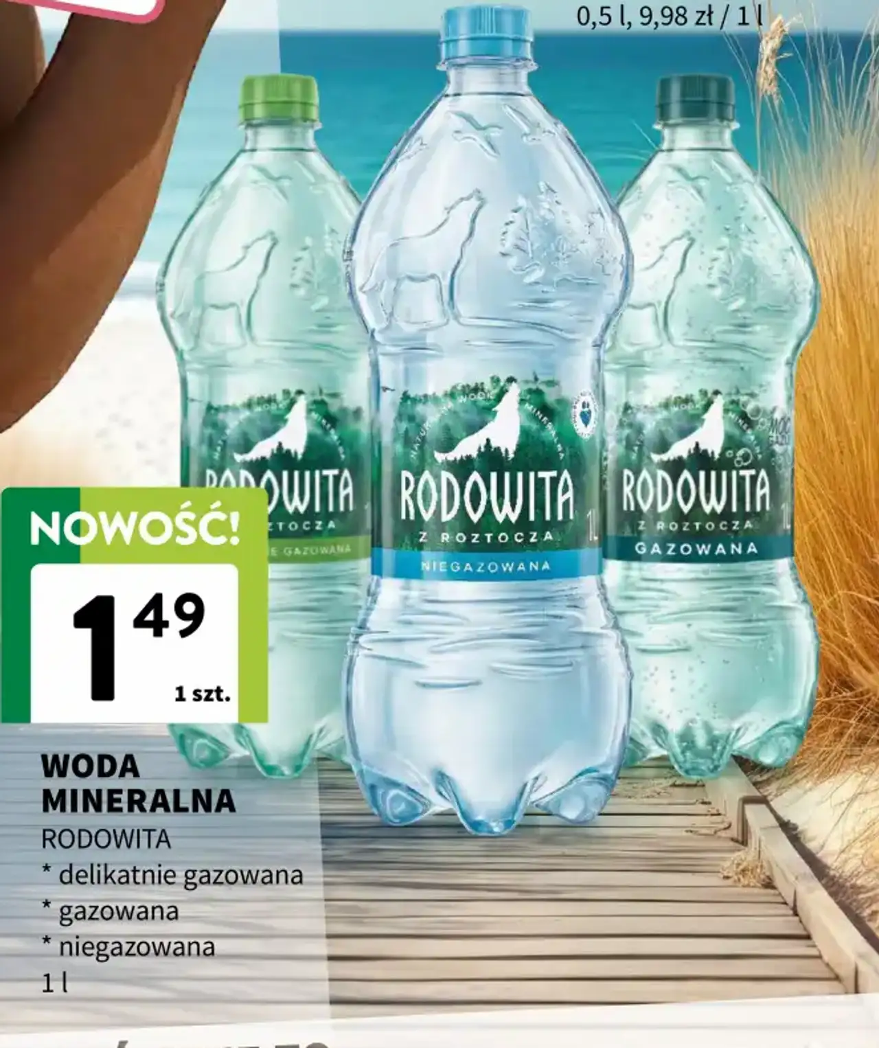 Woda mineralna Rodowita z Roztocza, delikatnie gazowana, gazowana, niegazowana