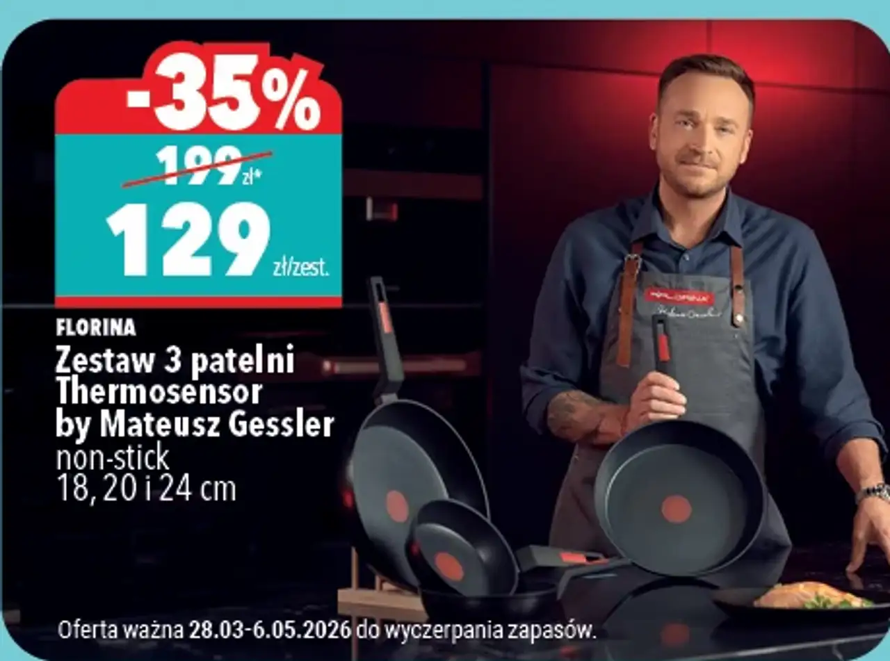 FLORINA Zestaw 3 patelni Thermosensor by Mateusz Gessler non-stick 18, 20 i 24 cm