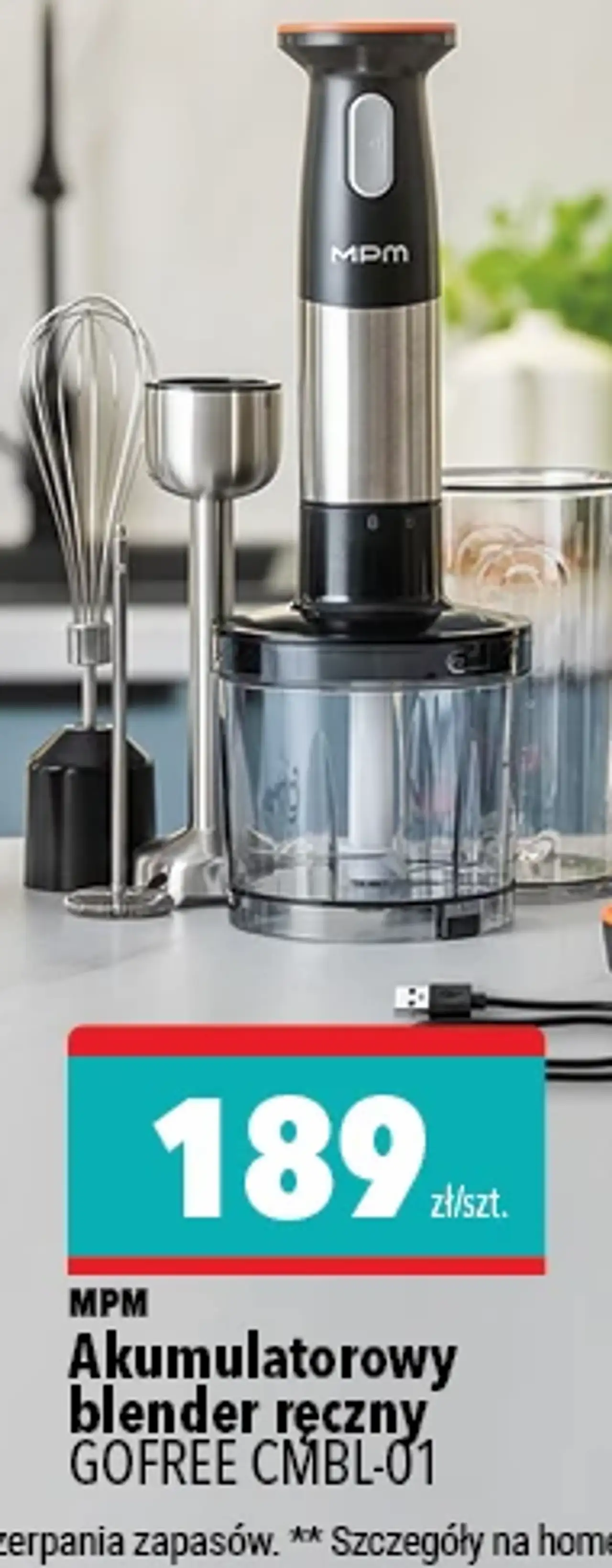 MPM Akumulatorowy blender ręczny GOFREE CMBL-01