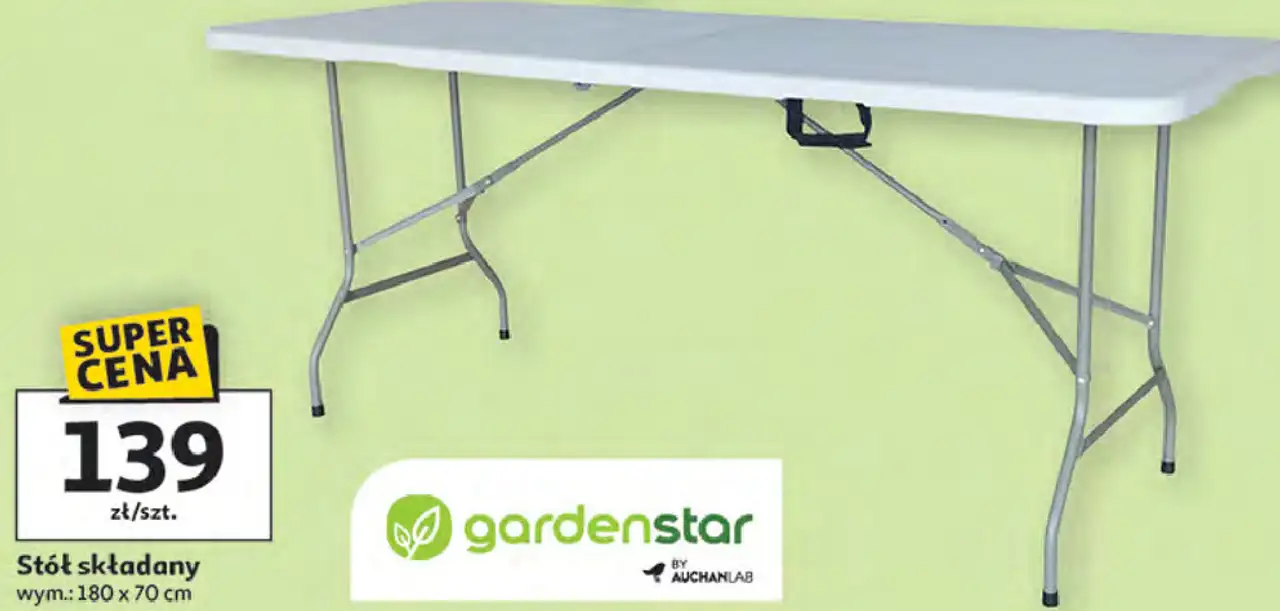 Stół składany gardenstar BY AUCHANLAB wym.: 180 x 70 cm