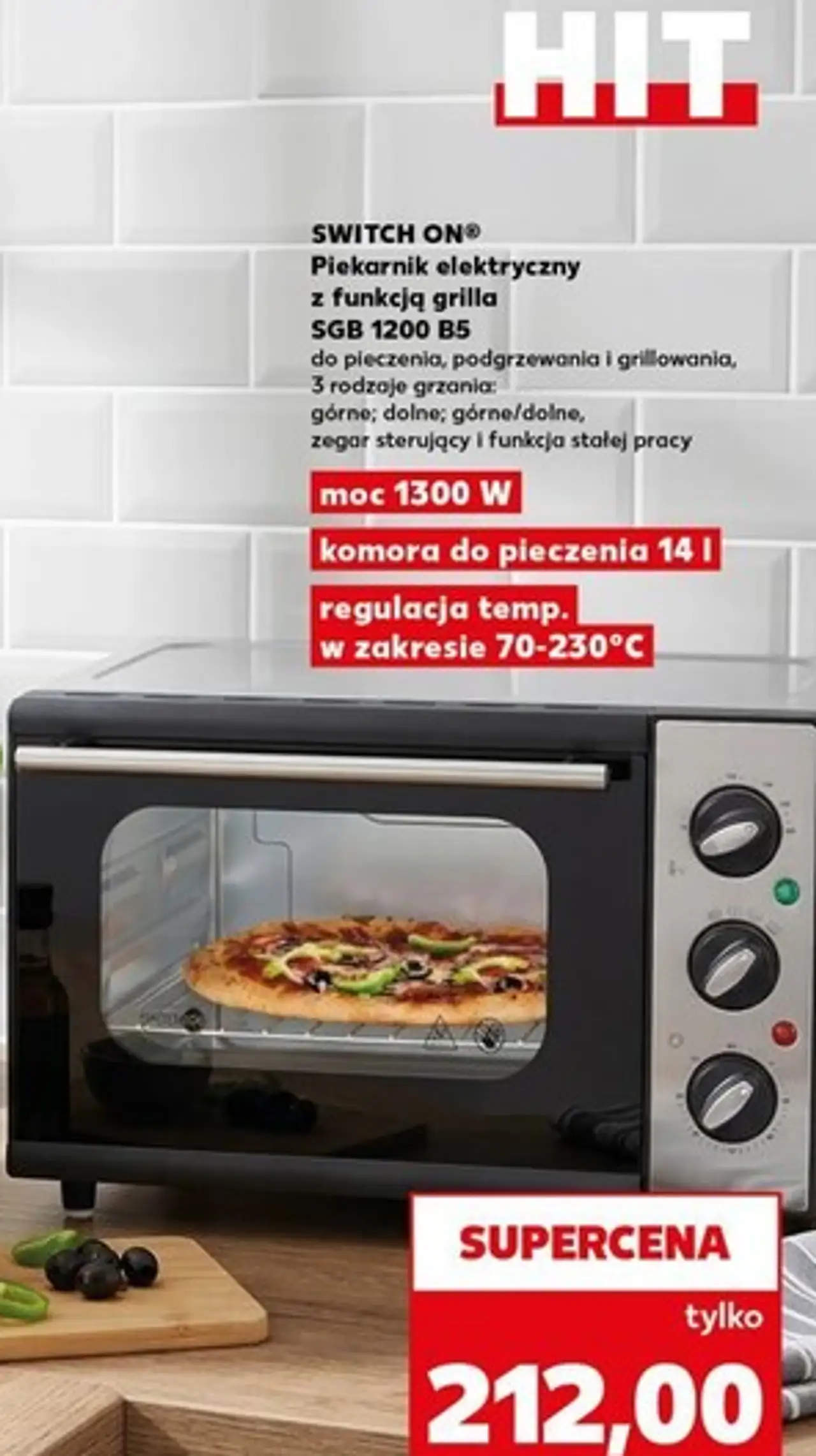 SWITCH ON® Piekarnik elektryczny z funkcją grilla SGB 1200 B5